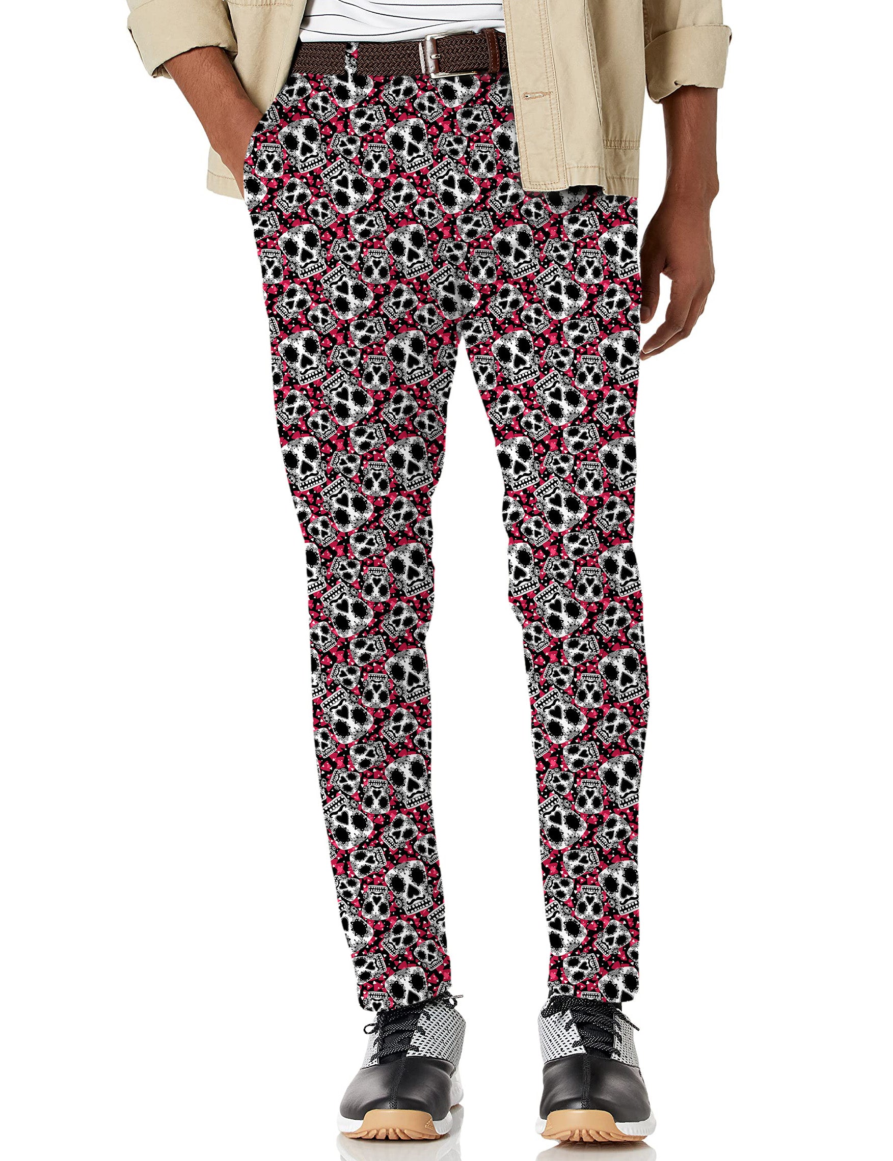 Men's Sugar Skull Pattern Stretch Golf Pants