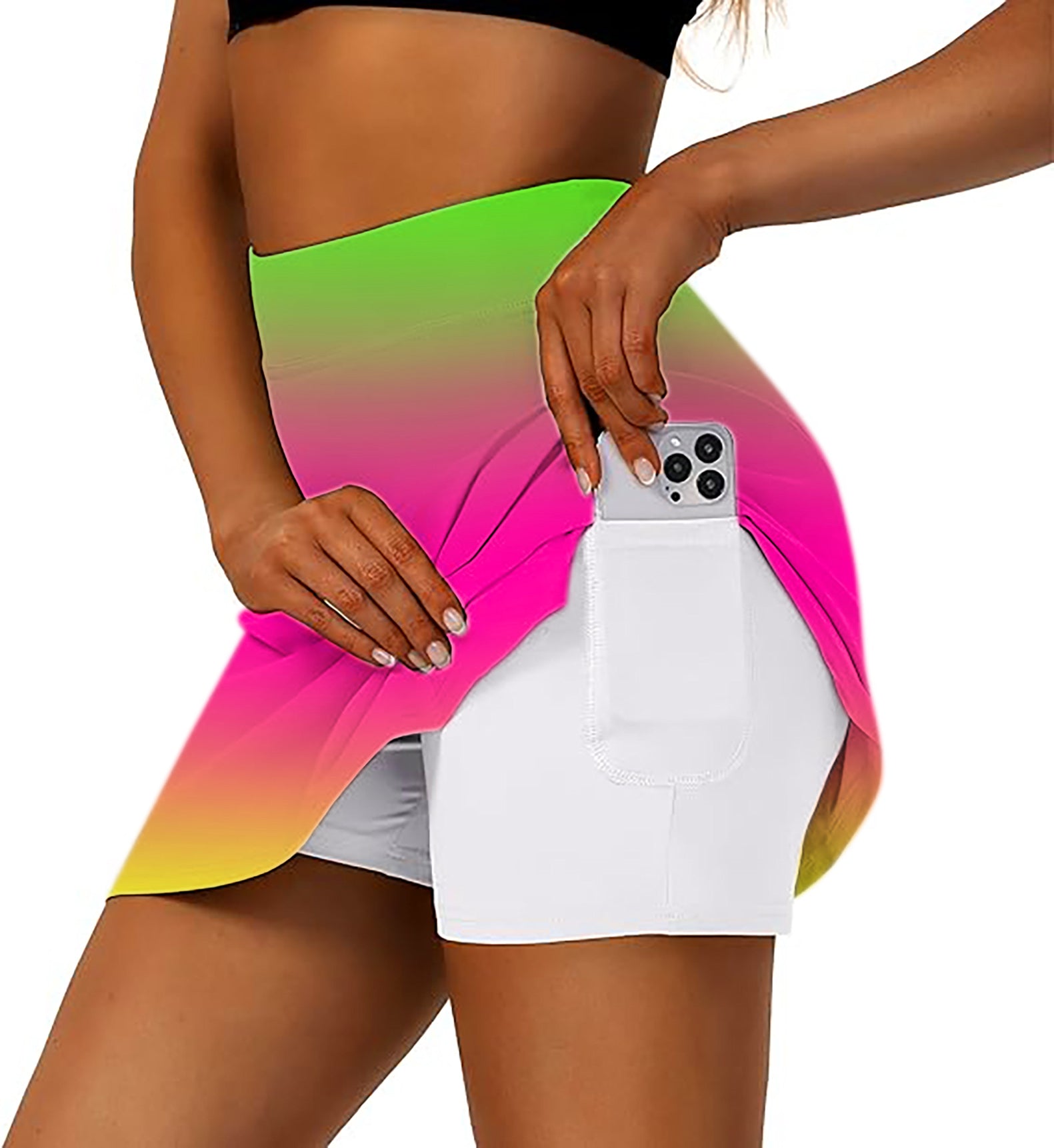 Women's Neon Gradients Golf Skirts Inner Shorts Pocket