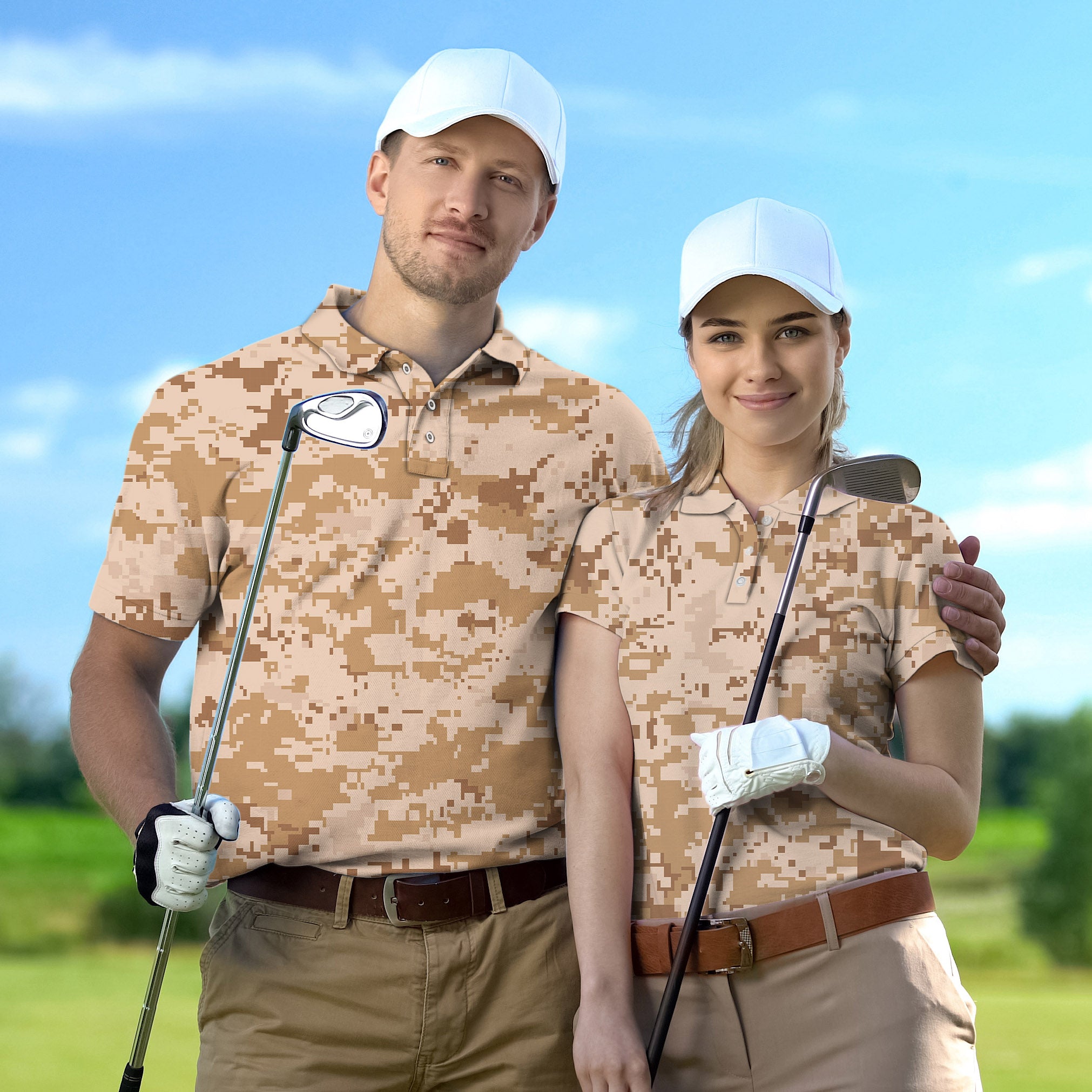 Golf Polo Couple Family set Desert Camo