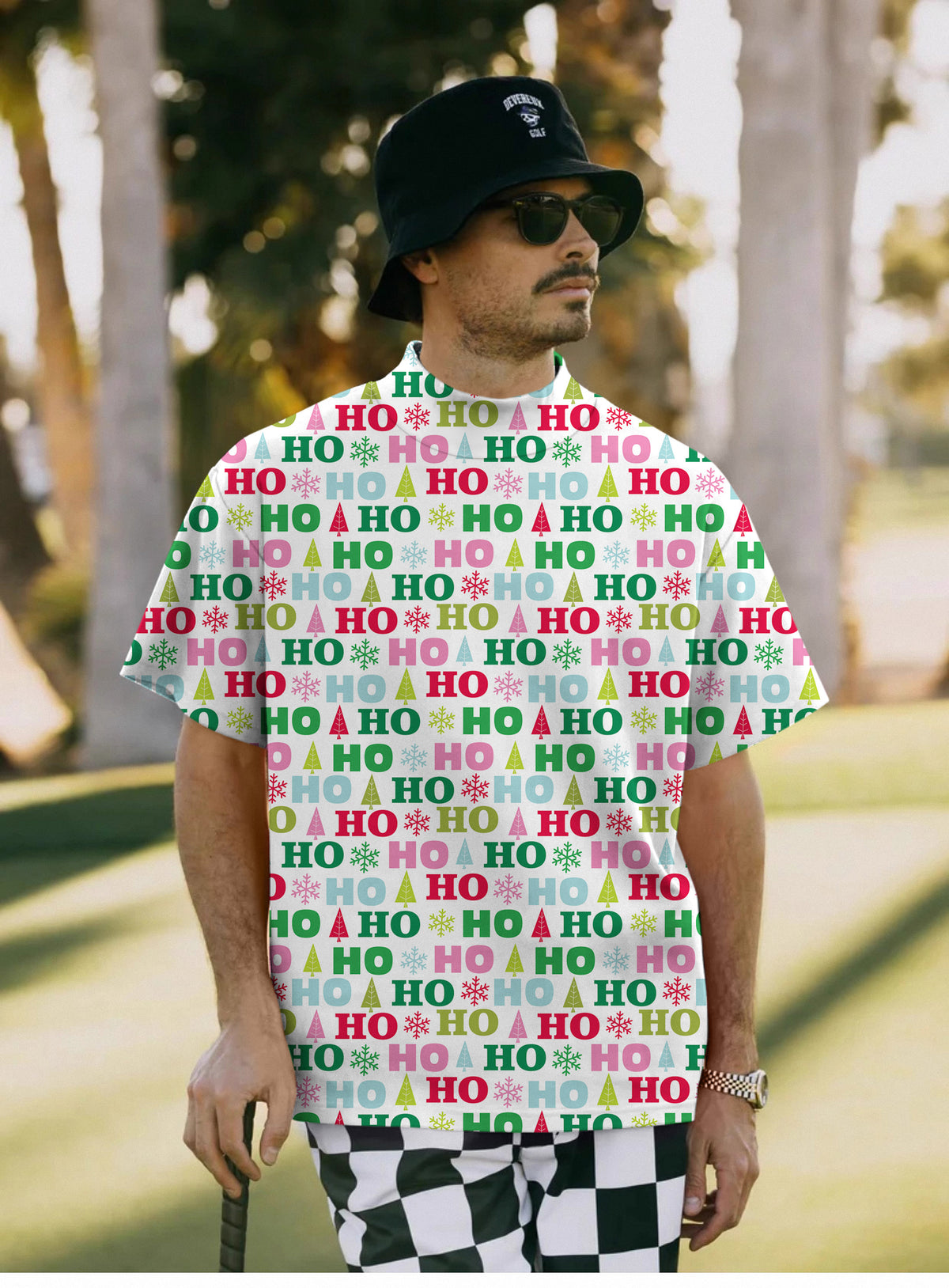 Men's Christmas HO Mock Neck Long/Short Sleeve Golf Tops