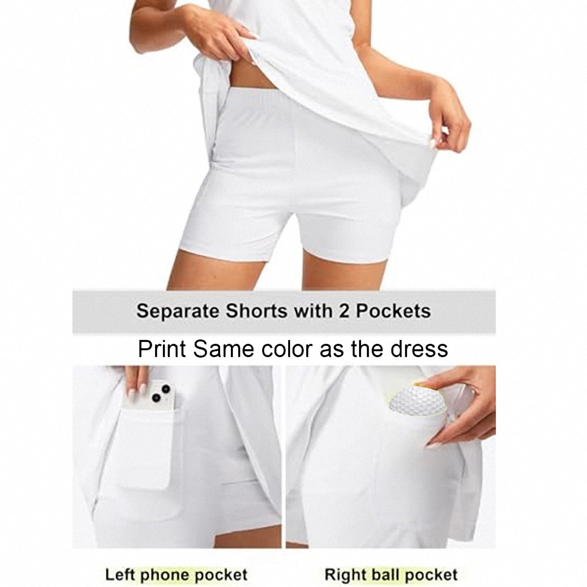 Green Golf Club Women's Golf Sleeveless Zipper Dresses with Built in Shorts