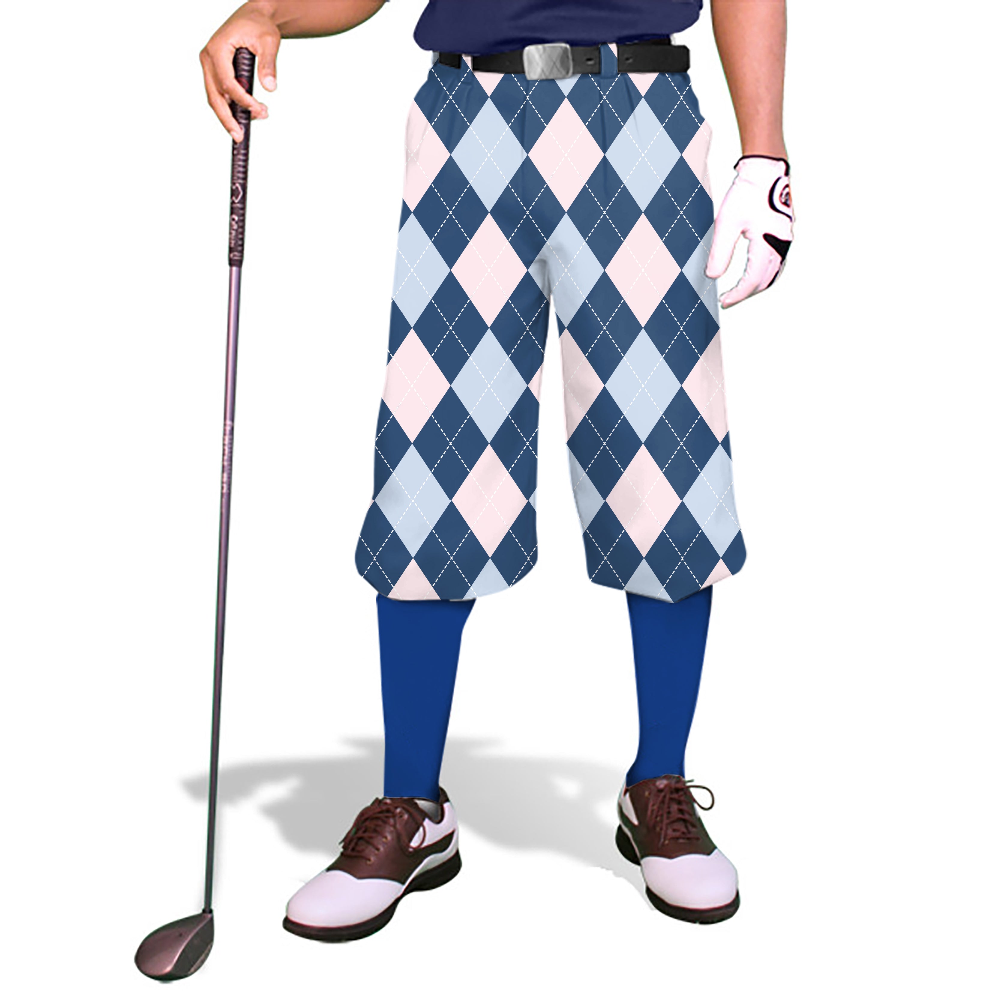 blue Argyle-Men's Golf Knickers Pants