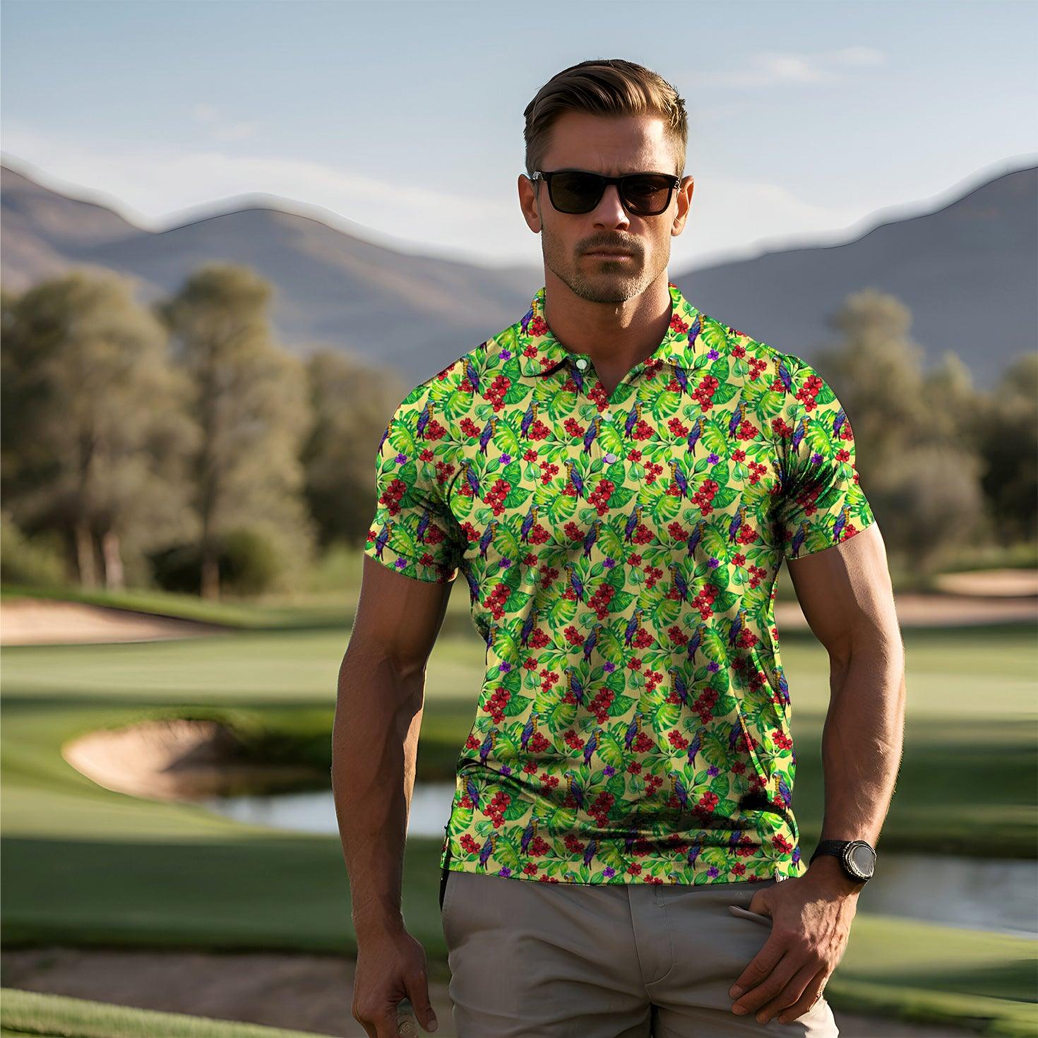 Men's Palm Leaf Toucan golf polo