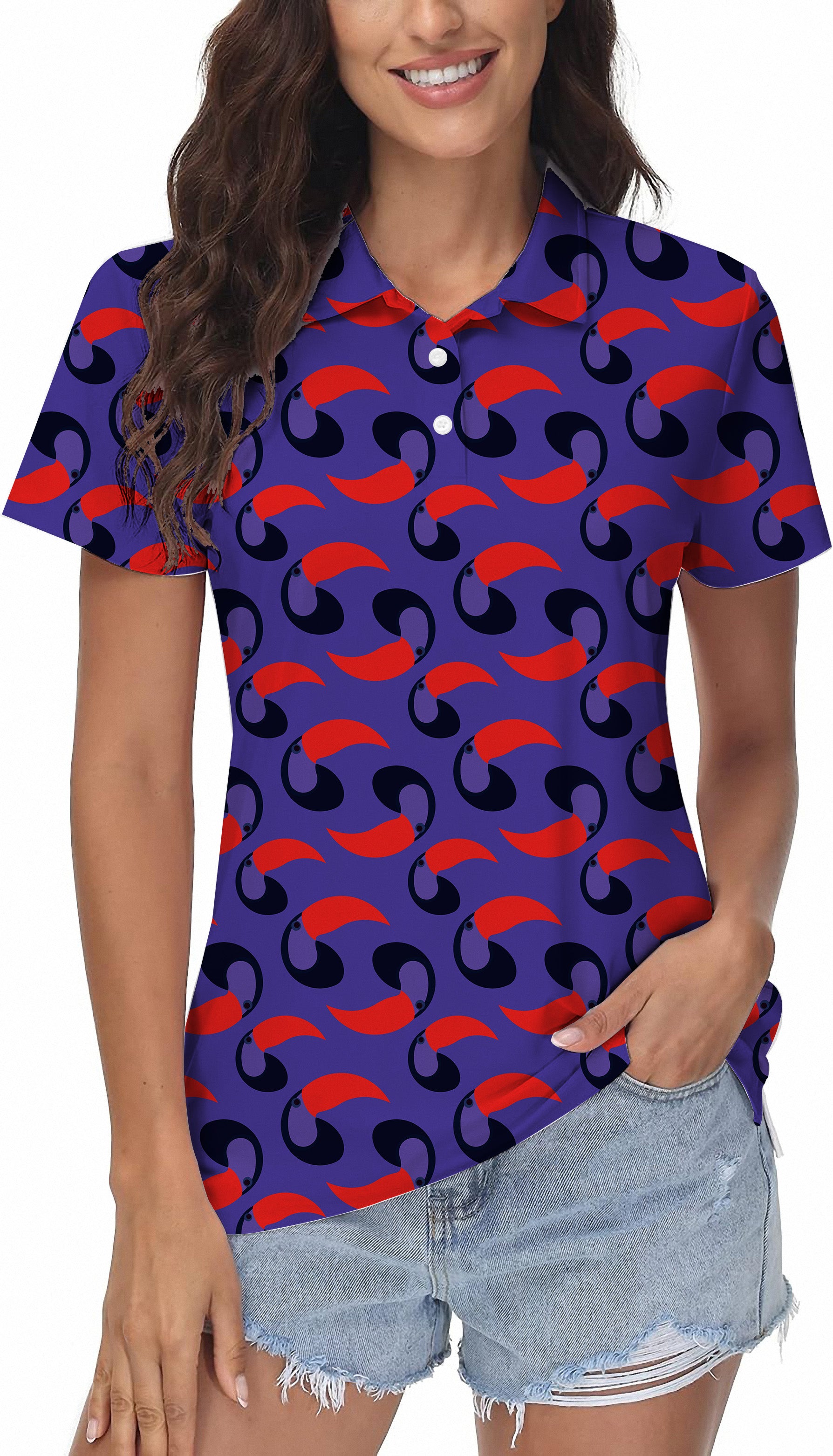 purple toucan Women's Golf Polo