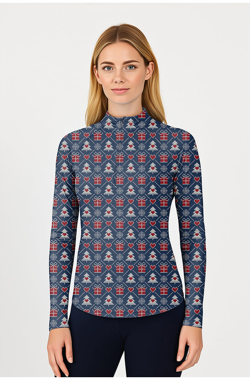 christmas gift Women's Golf Active 3/4 Zip Top Long Sleeves