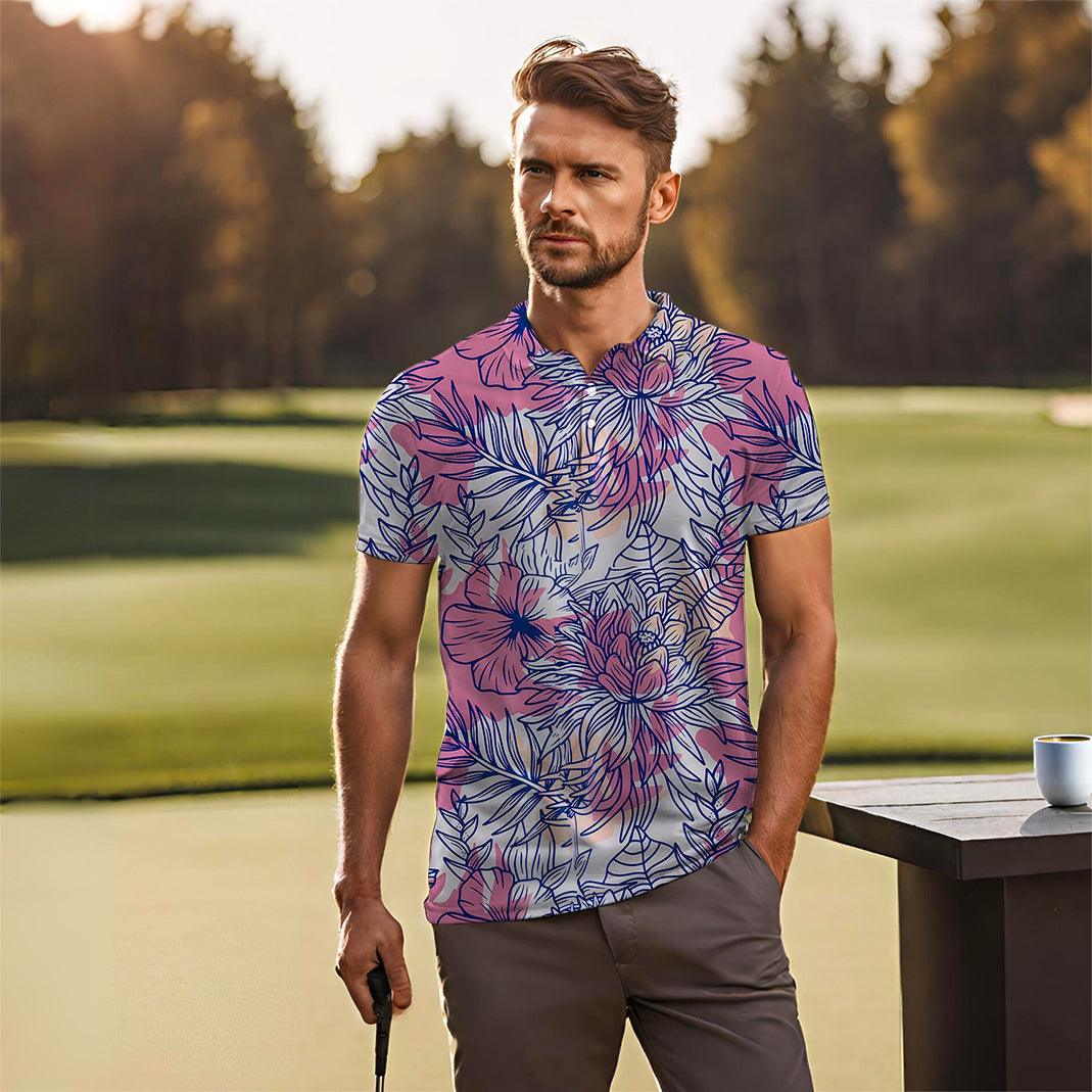 Men's Royal Hibiscus golf polo