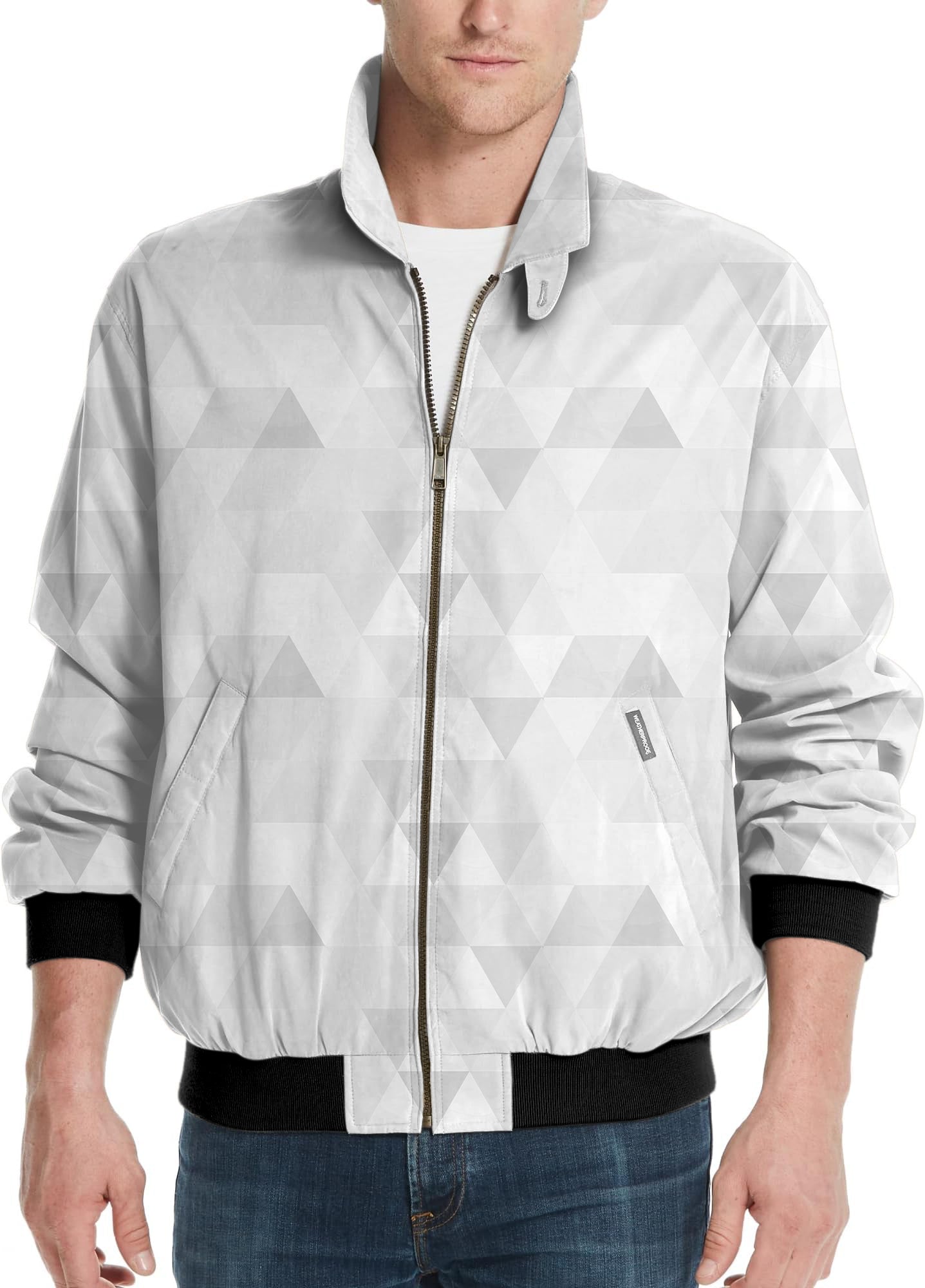 Abstract Grey Background With Triangular Pattern Men's Golf Windbreaker Light Jacket
