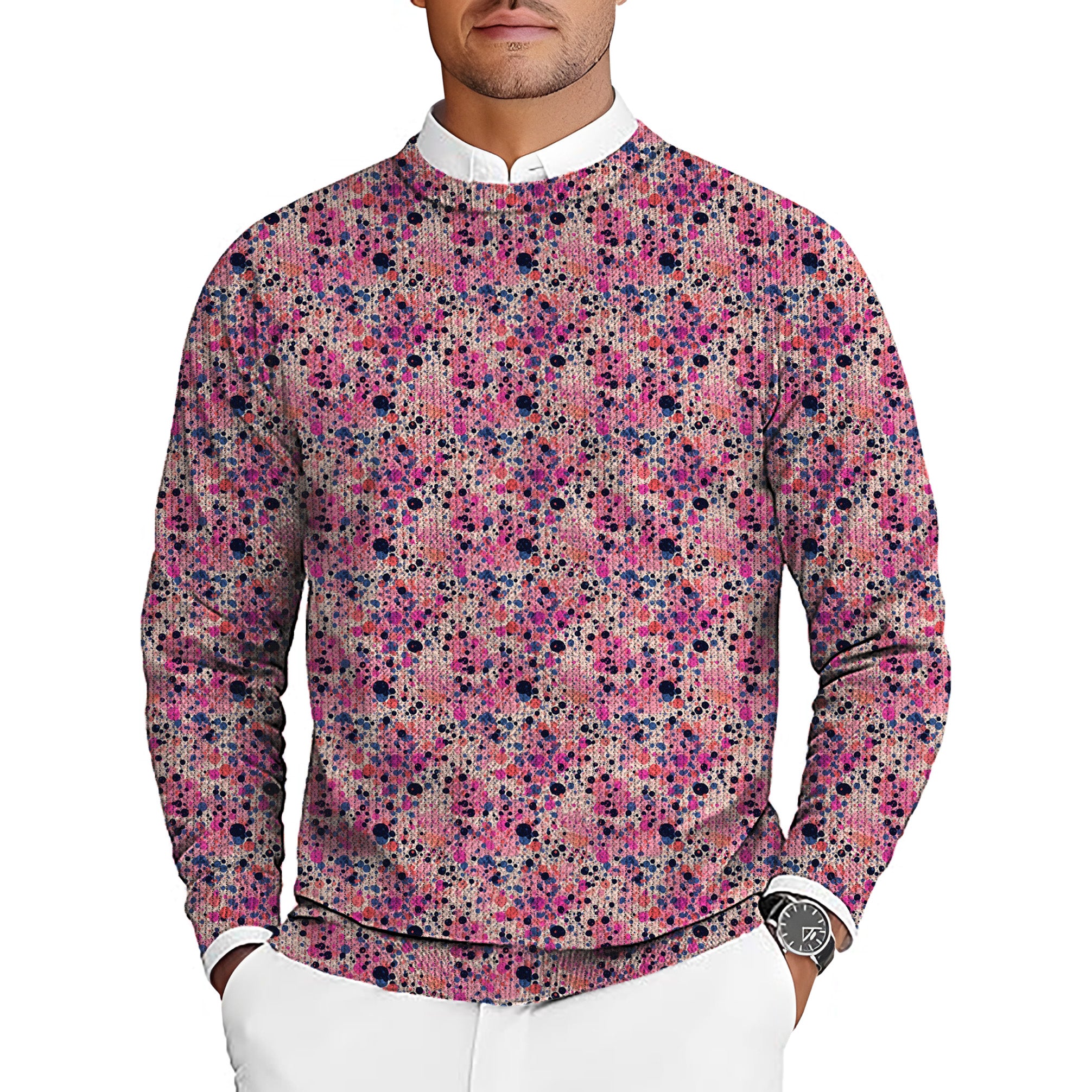 Fuchsia Fusion Men's Golf Crewneck Pullover Sweaters Ugly Sweater