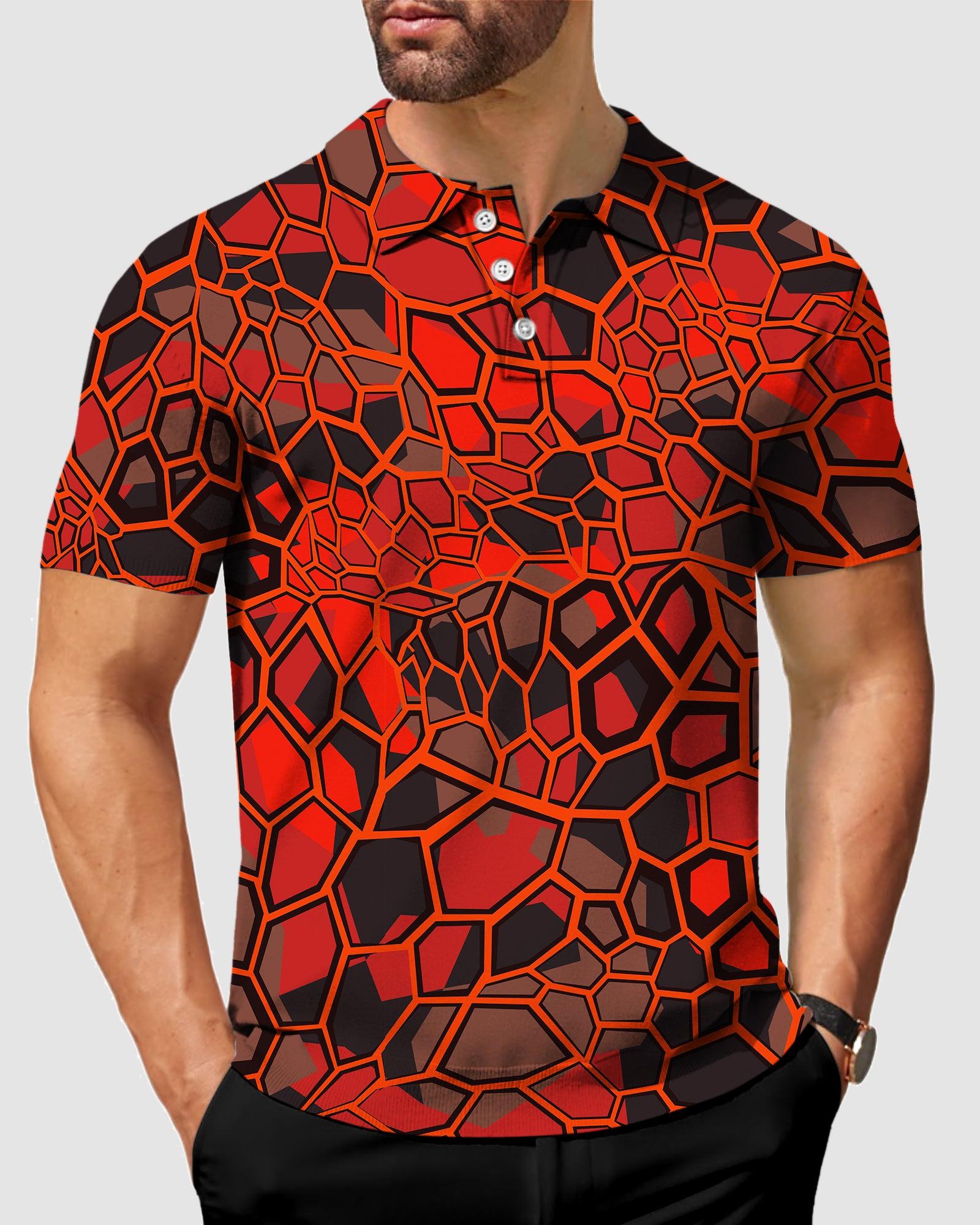 Men's Red Dragonscale golf polo