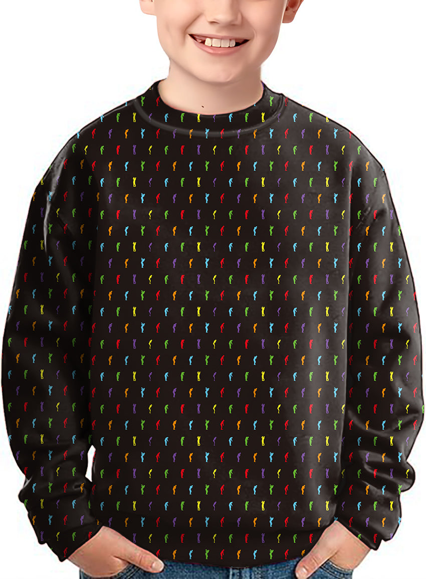 Golf Swing Crewneck Pullover Kids Ugly Sweater