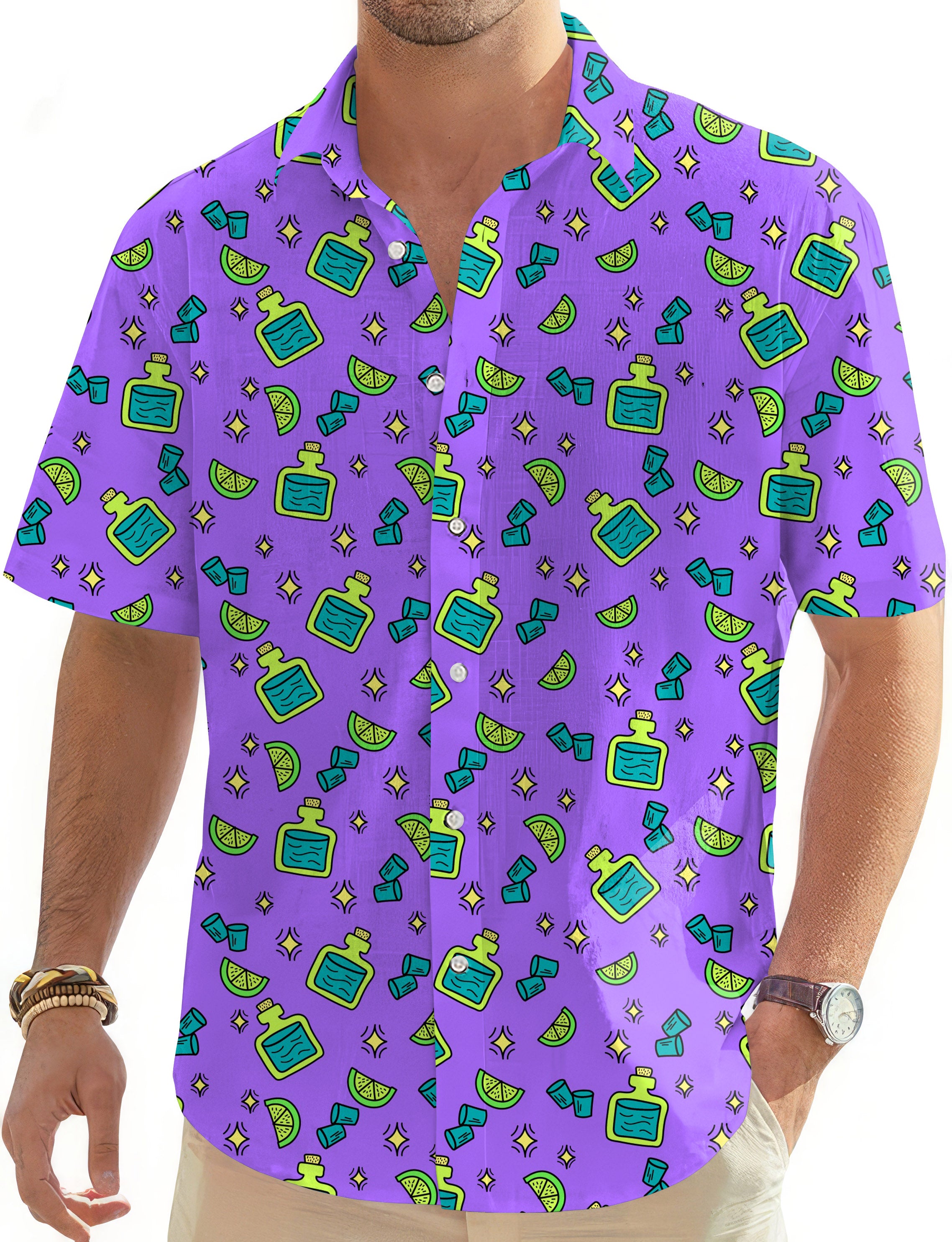 Shots-Men's Golf Hawaiian Shirts Button Down Shirt