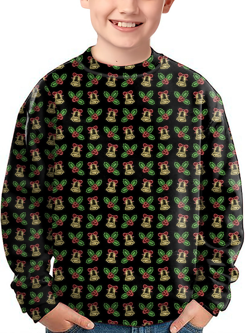 Christmas neon lights Crewneck Pullover Kids Ugly Sweater