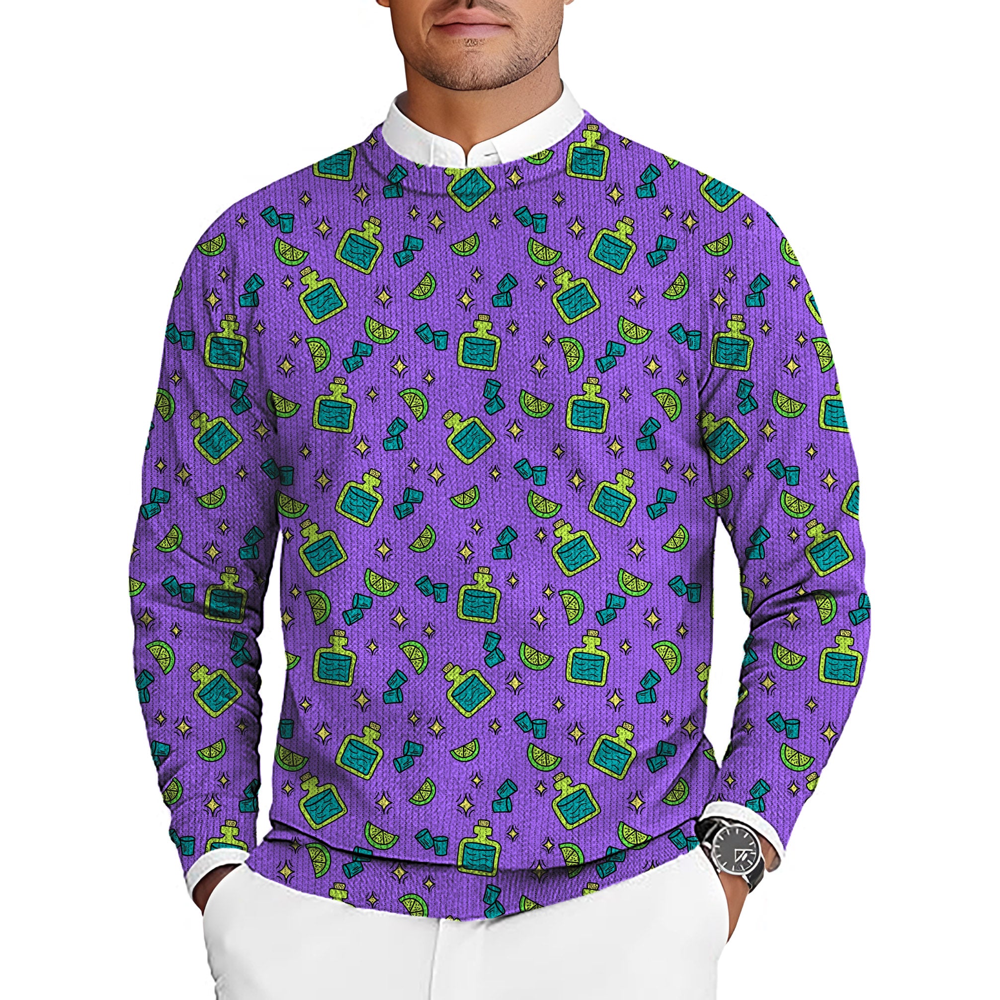 Shots Men's Golf Crewneck Pullover Sweaters Ugly Sweater