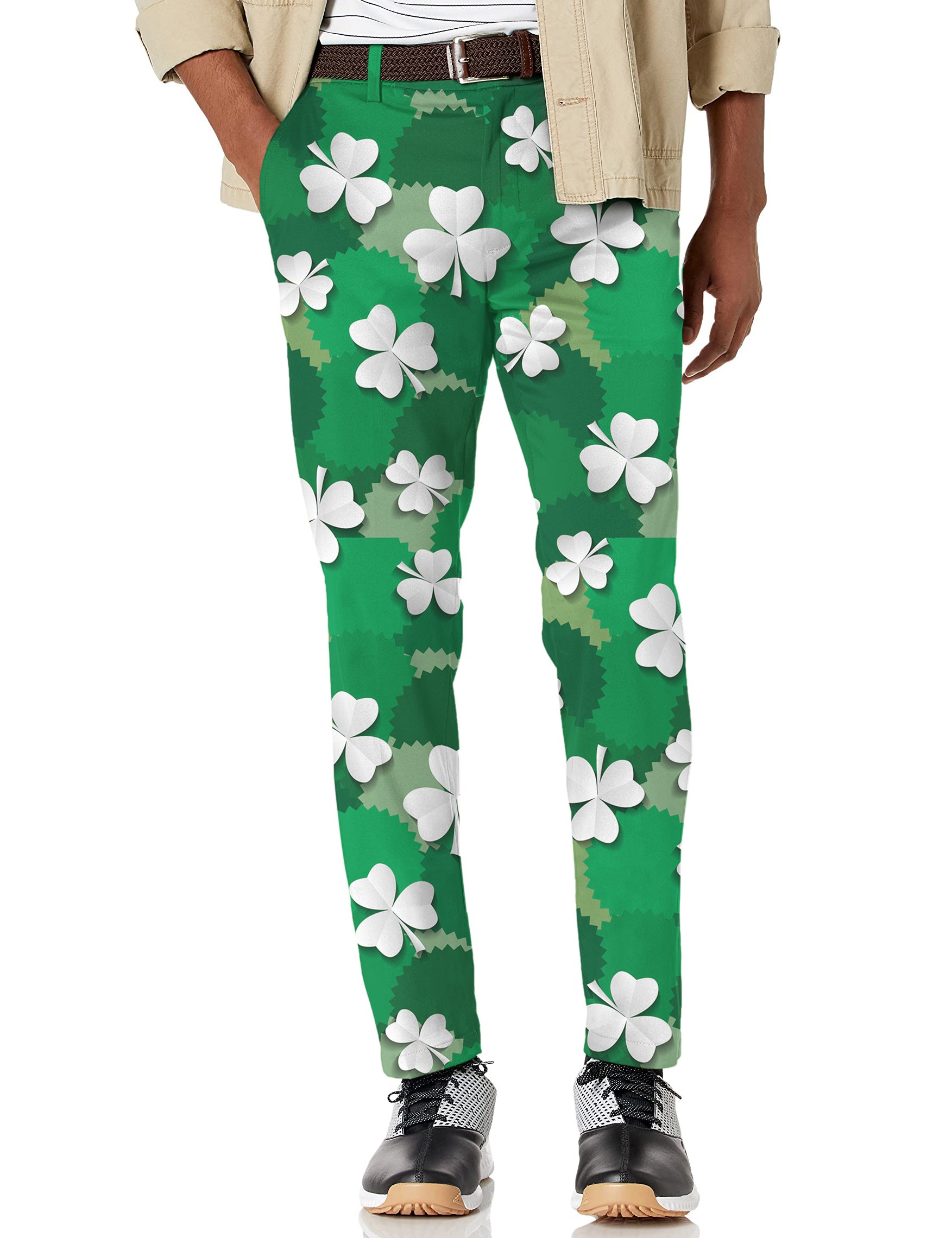 Men's Leaf clover St. Patrick's Day Stretch Golf Pants