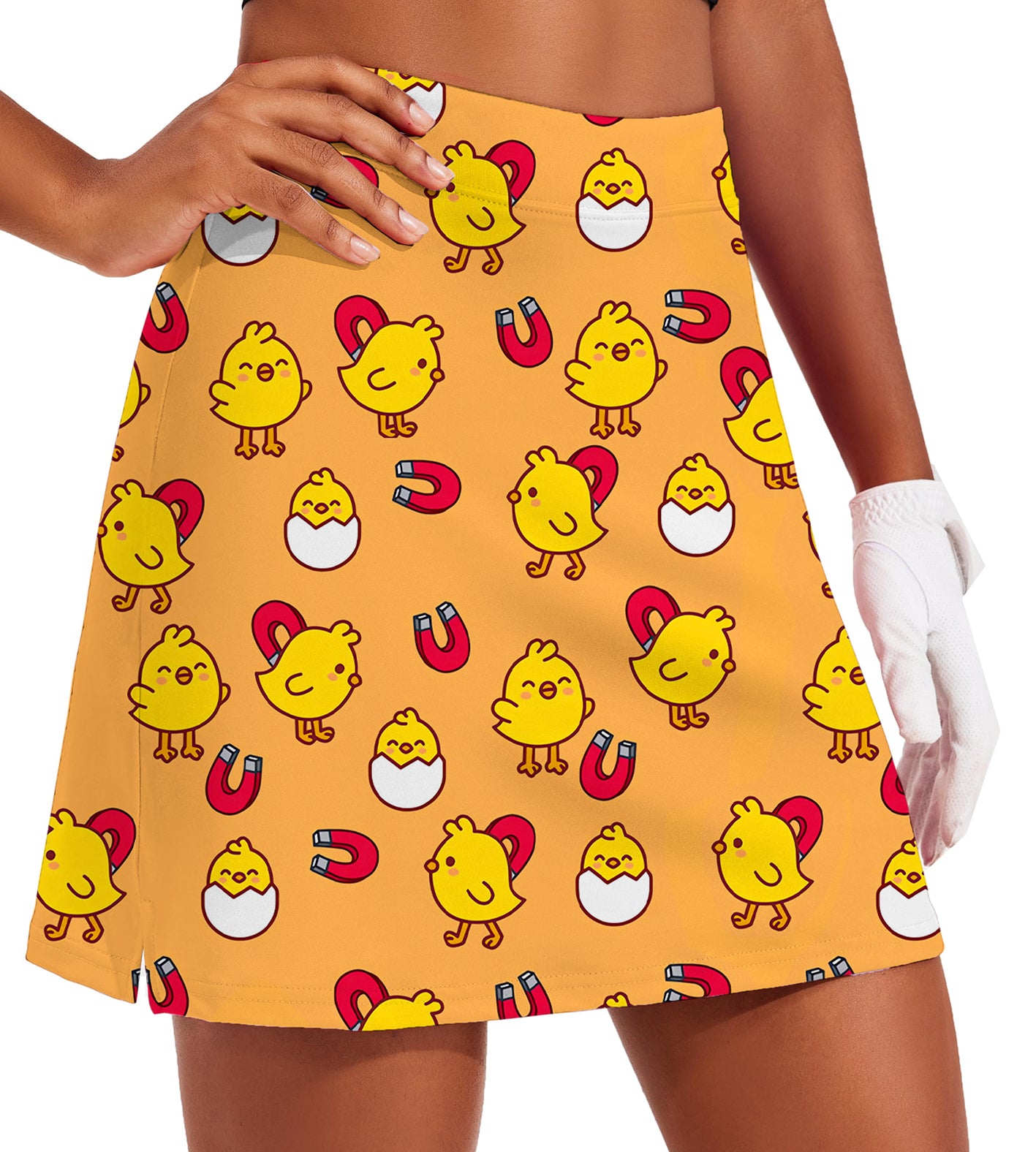 Women's Yellow chick Golf Skirts Inner Shorts Pocket