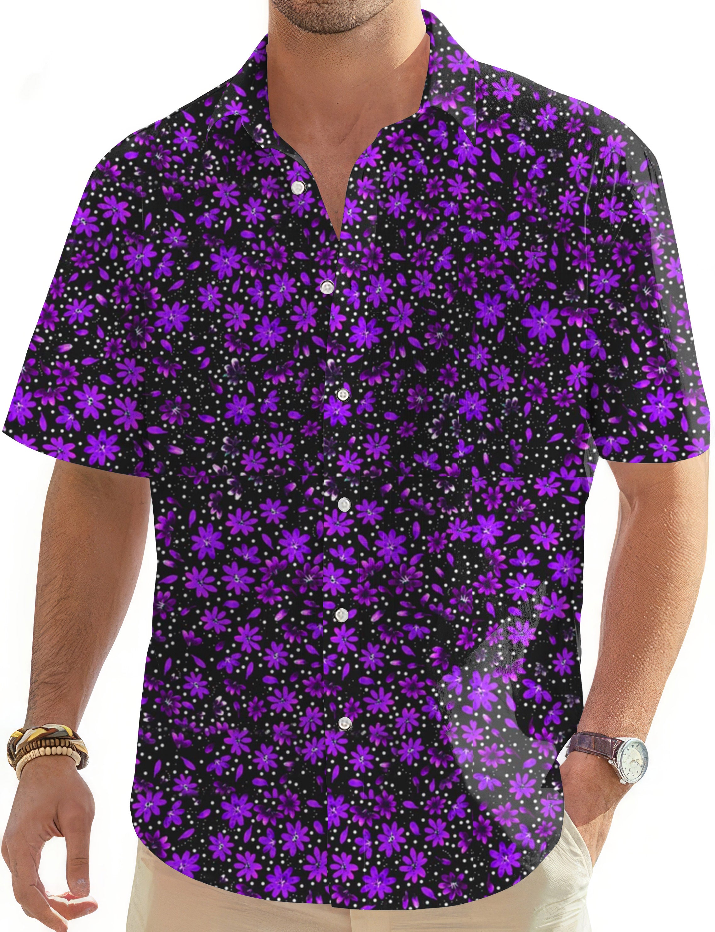 Infinite Daisy-Men's Golf Hawaiian Shirts Button Down Shirt
