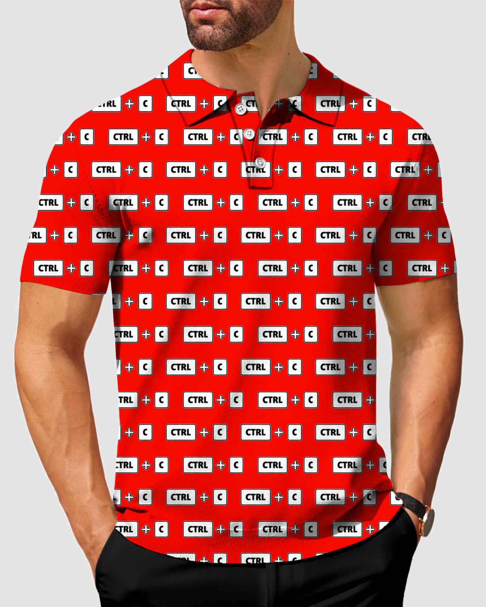 Men's CtrlC Red Designer style Sam’s Weird Studio Polo Sam’s Weird Studio