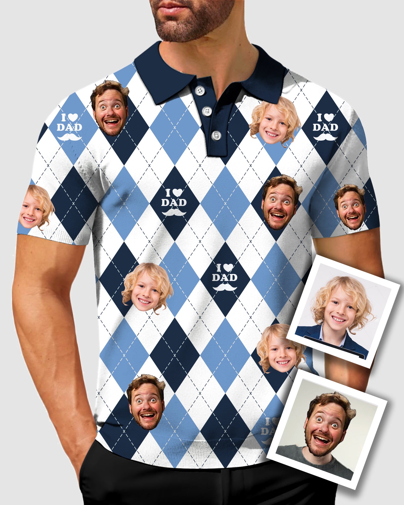 Men's To My Dad Custom Face Men's Golf Polo Father's Day Gift Polo