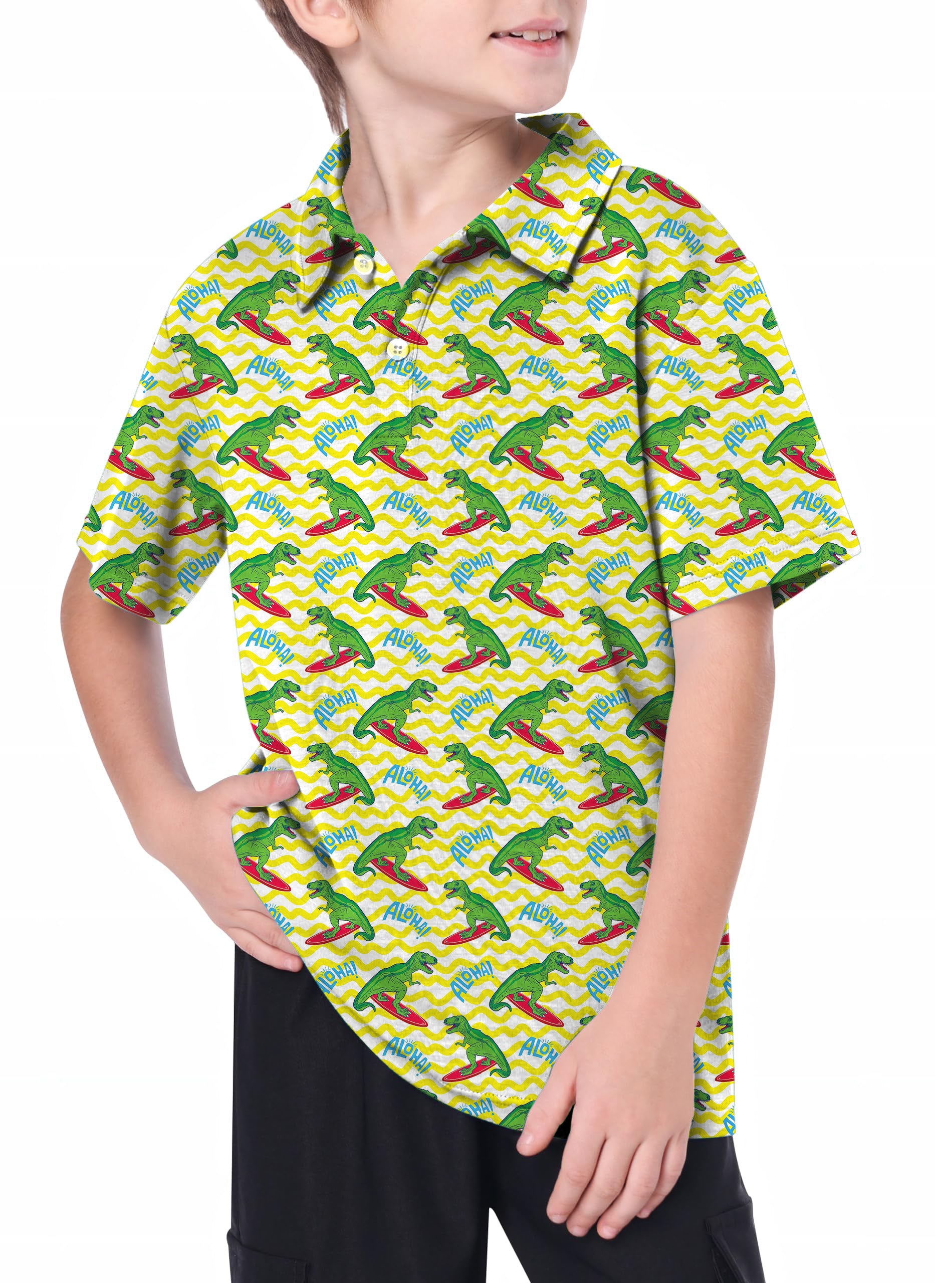 Youth Surfing Dino's Golf Polo