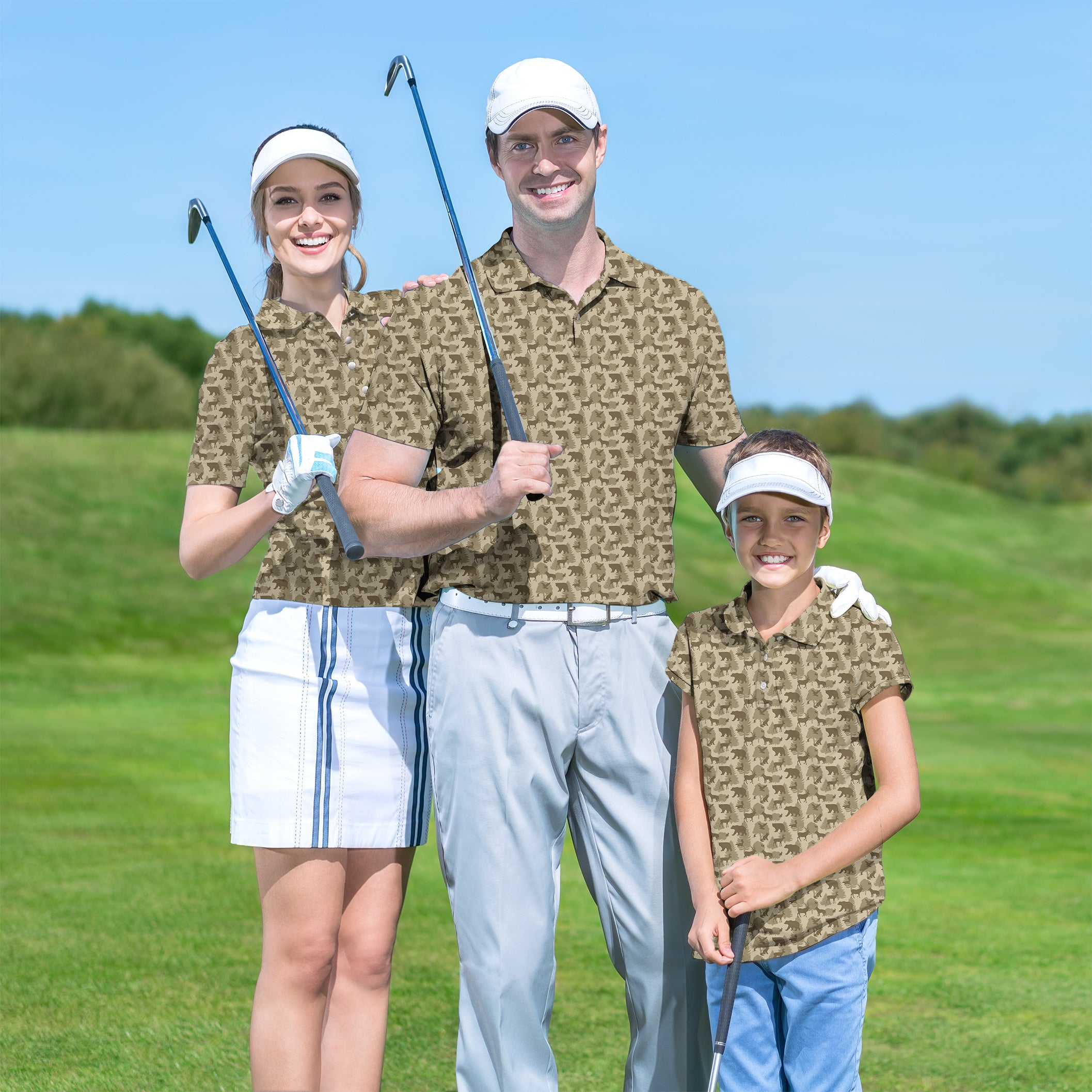 Golf Polo Couple Family set Forest animal bear deer tournament