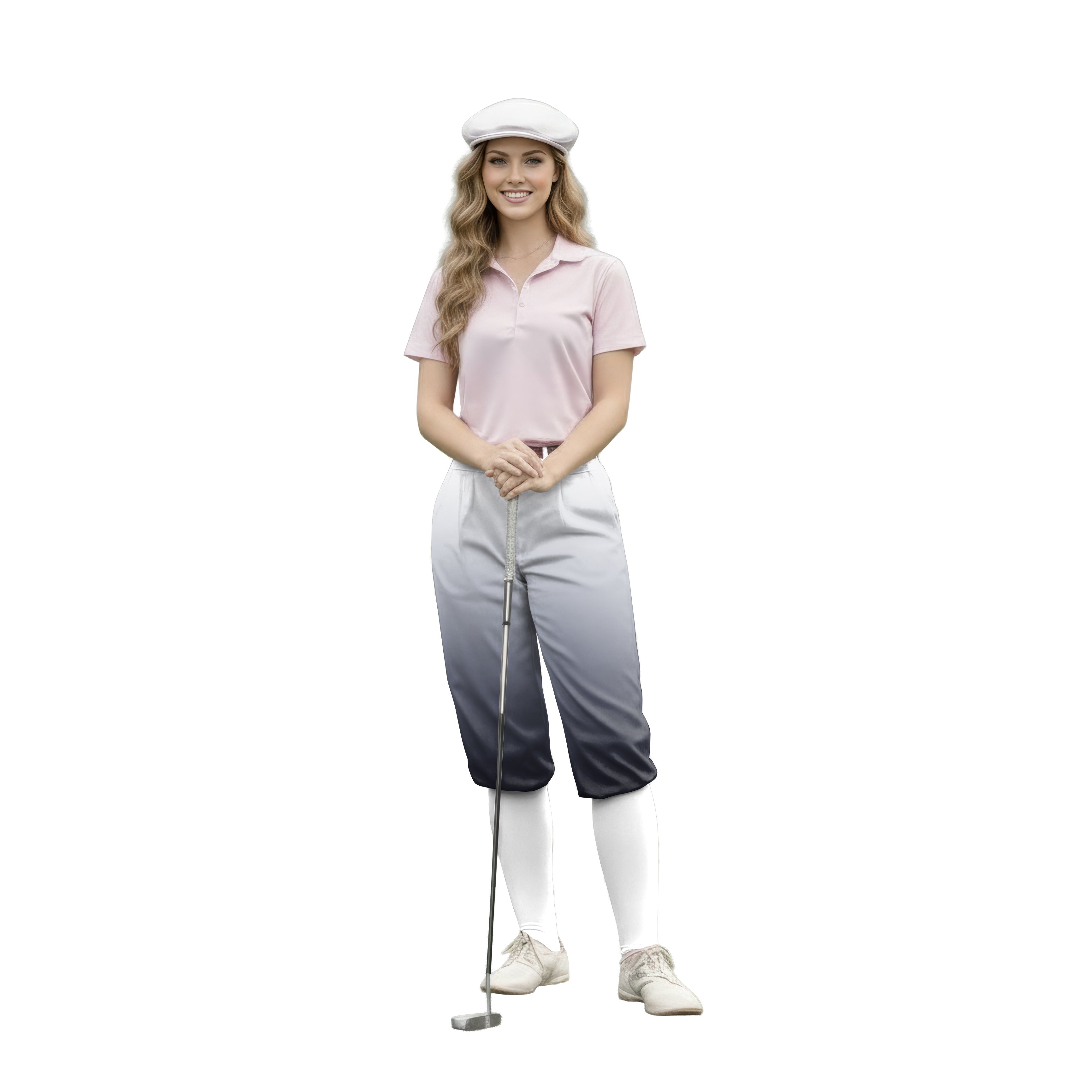 Personalize And Add To Cart Black And White Gradient Womens Golf Knickers Pants