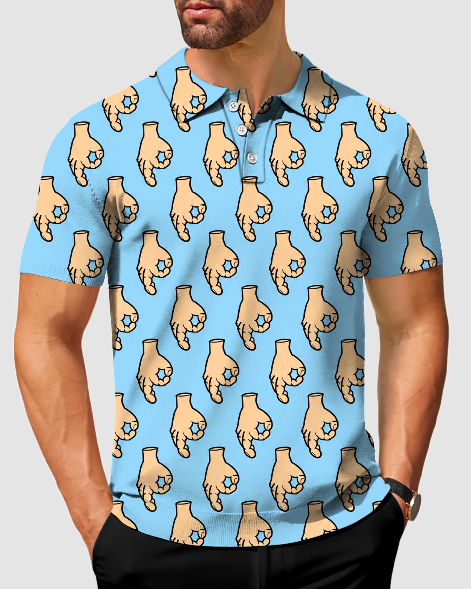 Men's Made you look blue Designer style Sam’s Weird Studio Polo Sam’s Weird Studio