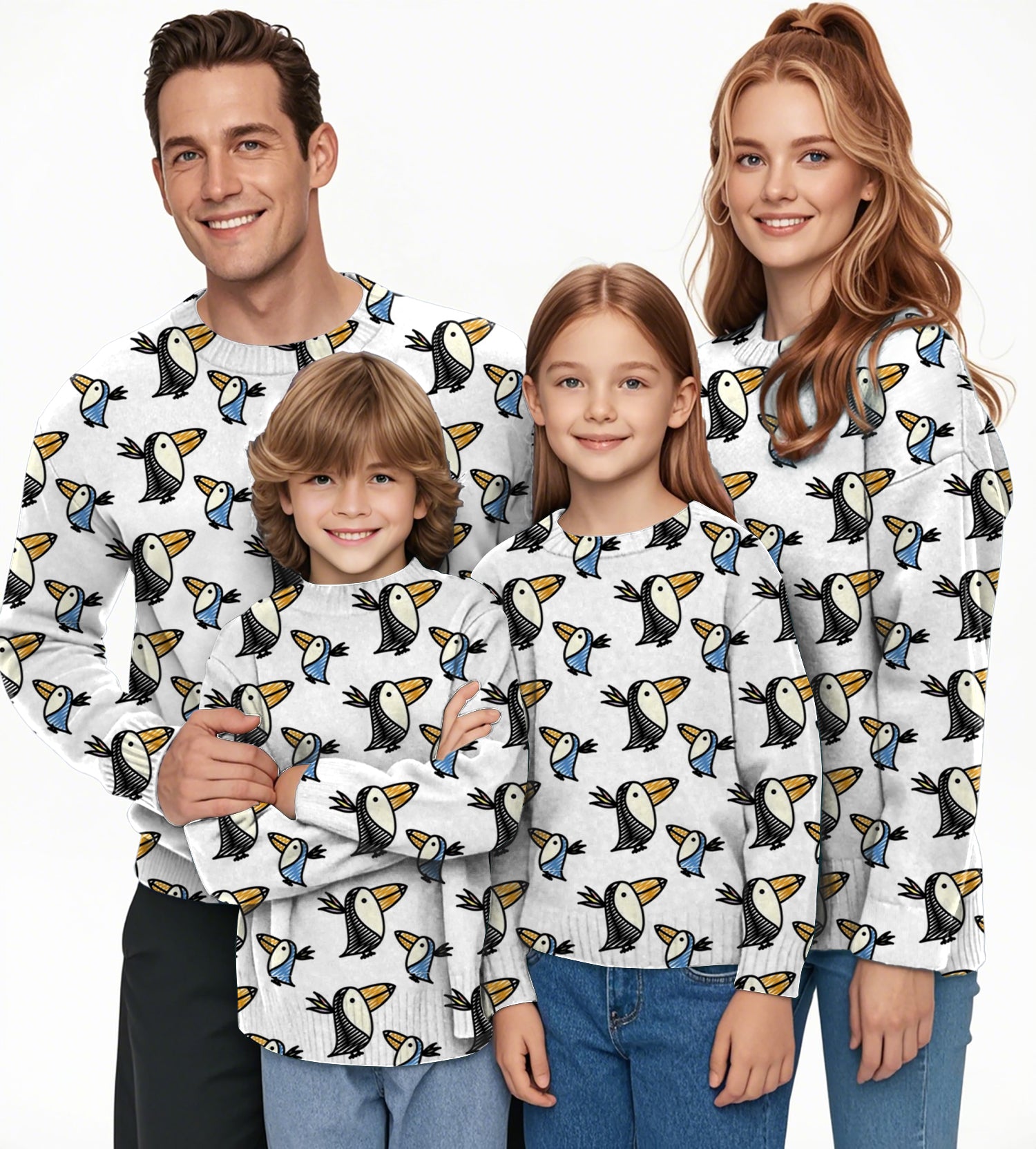Talking Toucan Crewneck Pullover Ugly Sweater Men Women boy girl family