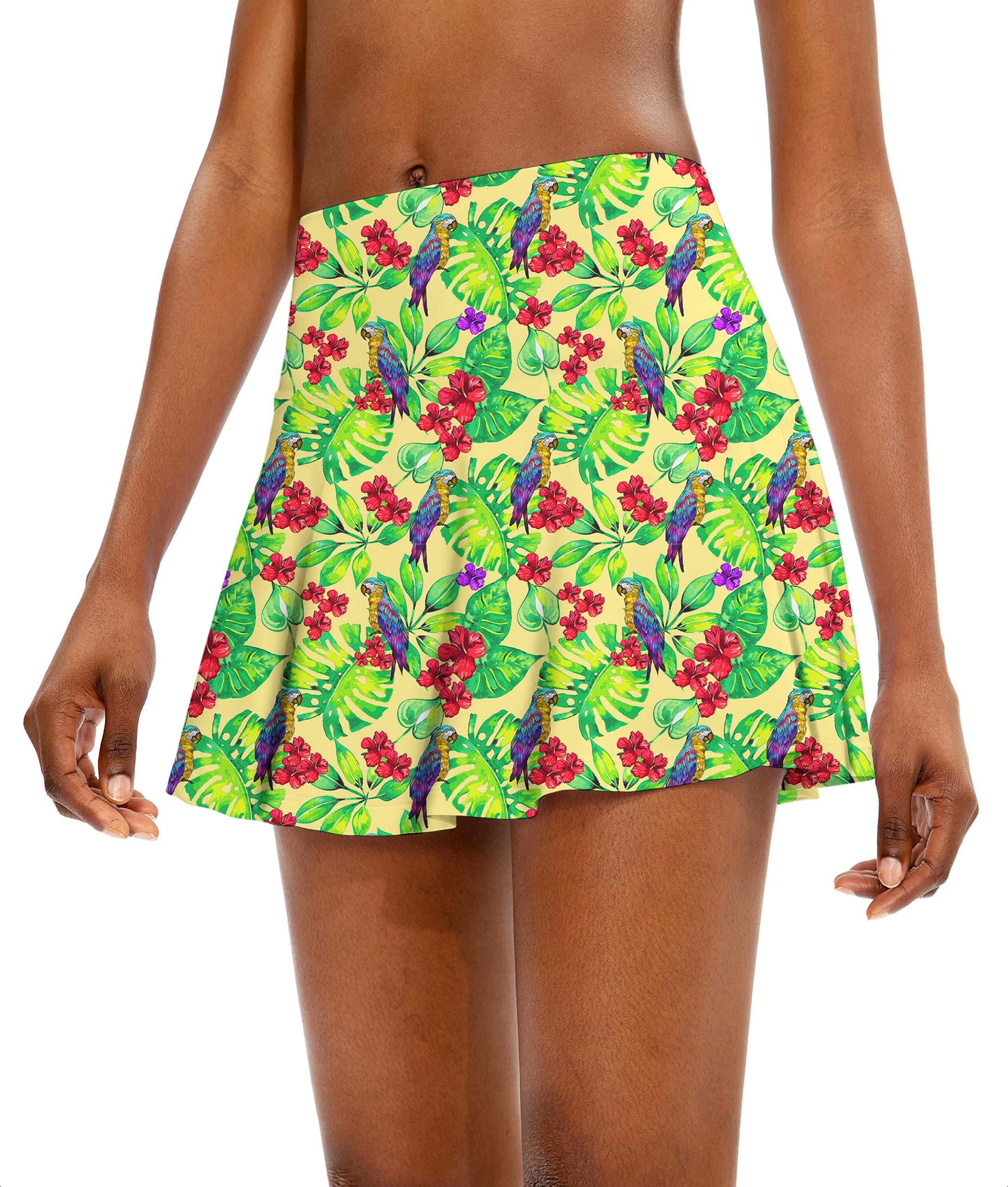 Toucan tropical flowers Women's Athletic Golf Skorts Flared SkirtsToucan tropical flowers Women's Athletic Golf Skorts Flared SkirtsToucan tropical flowers Women's Athletic Golf Skorts Flared Skirts