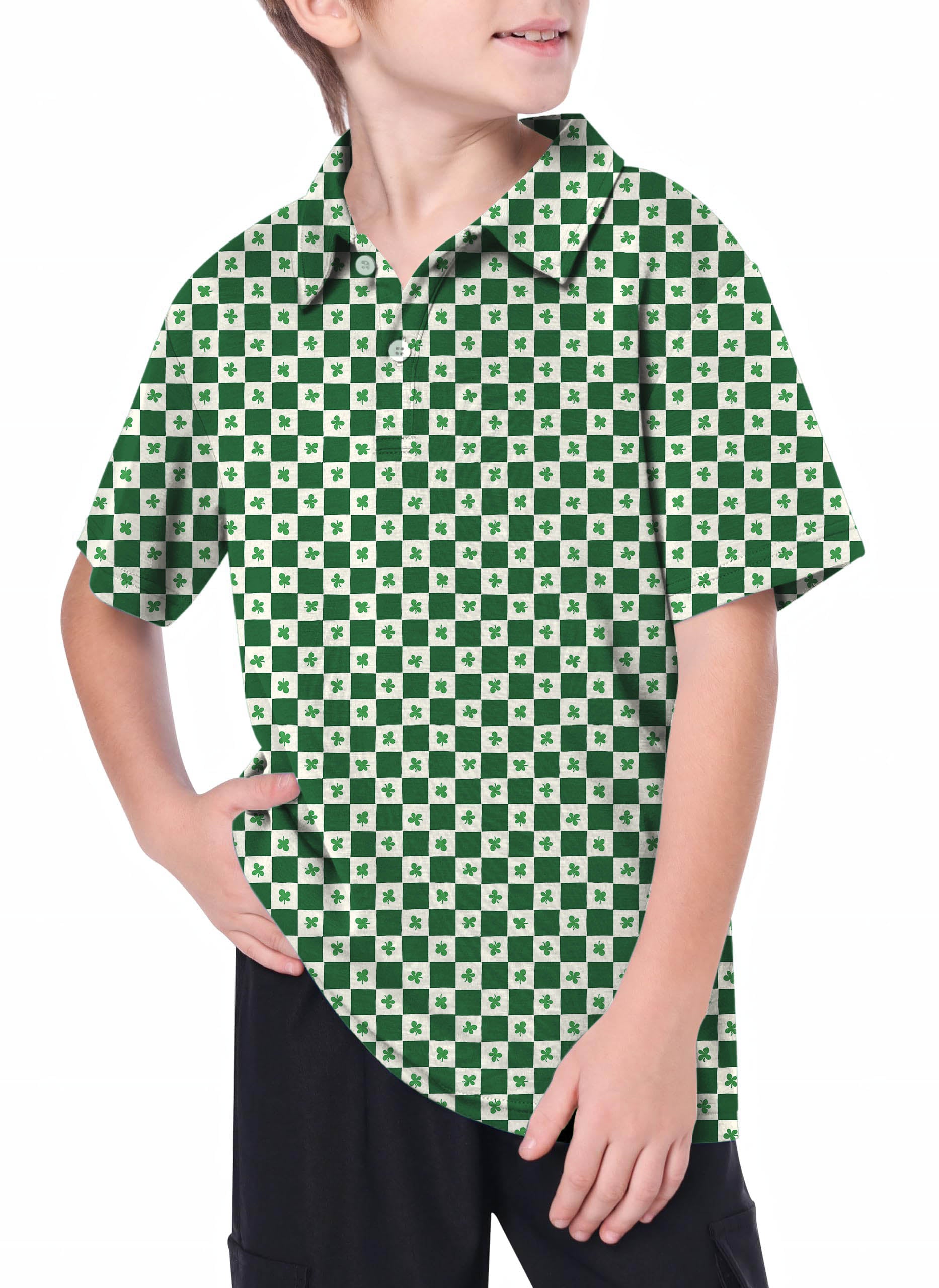 Youth Leaf clover St. Patrick's Day Golf Polo