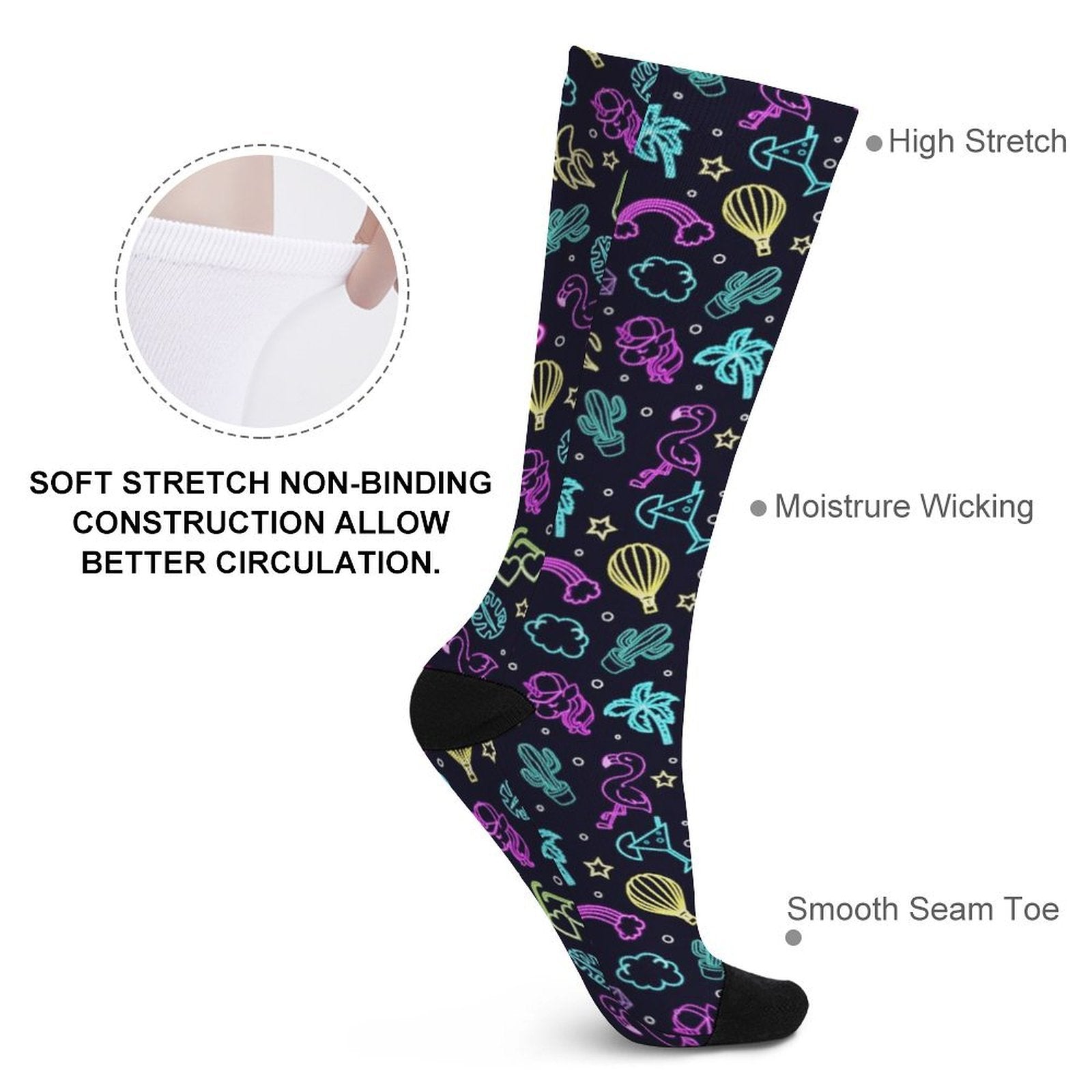Neon Flamingo tropic Prined socks Gifts for Men Women