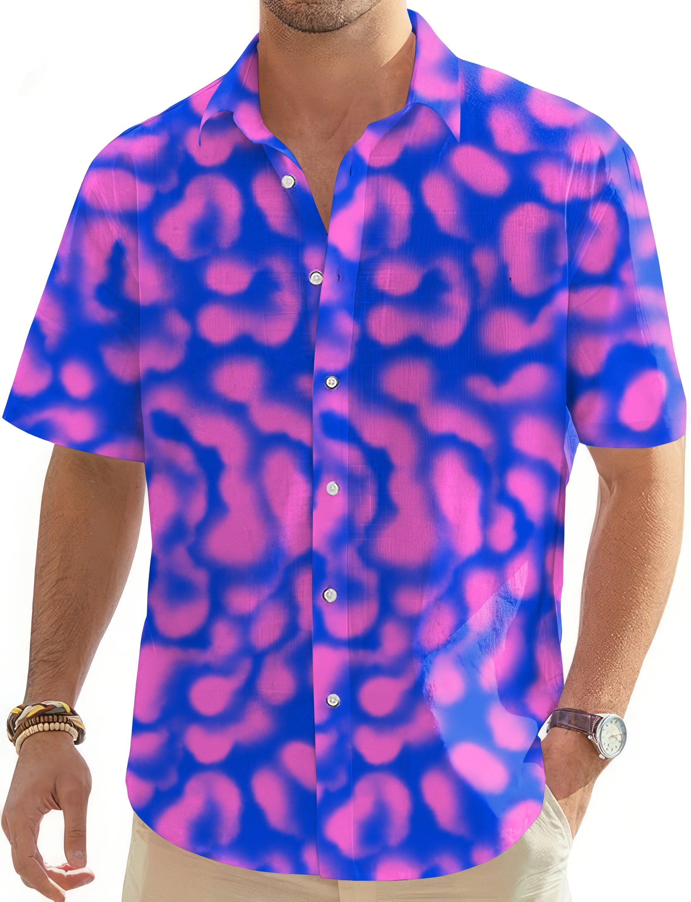 Space Aura-Men's Golf Hawaiian Shirts Button Down Shirt