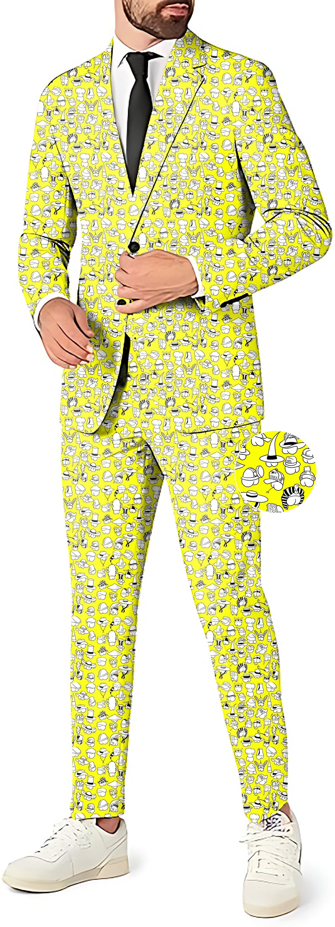 Yellow Versatile Hips Designer style Men's Party Costumes-Theme Party 2 or 3pcs Suit set-Blazer Pants & Vest