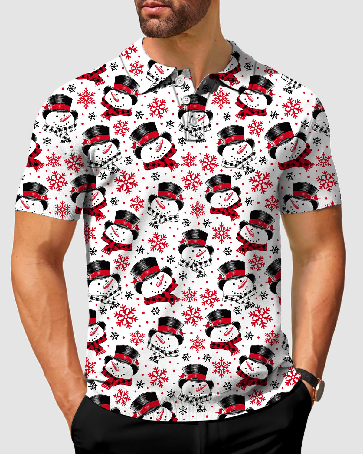 Men's Christmas Snowman Polo