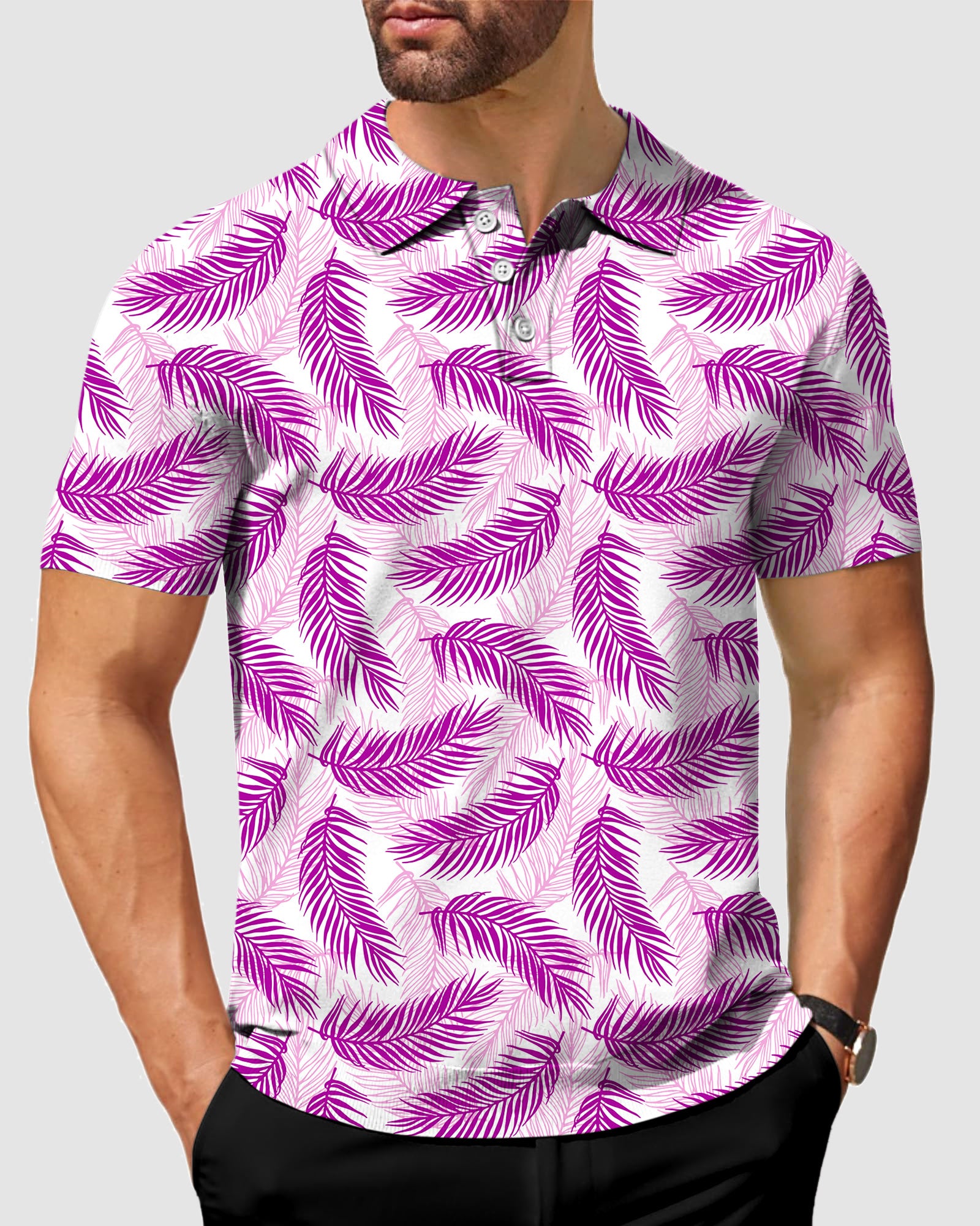 Men's Purple Palms golf polo