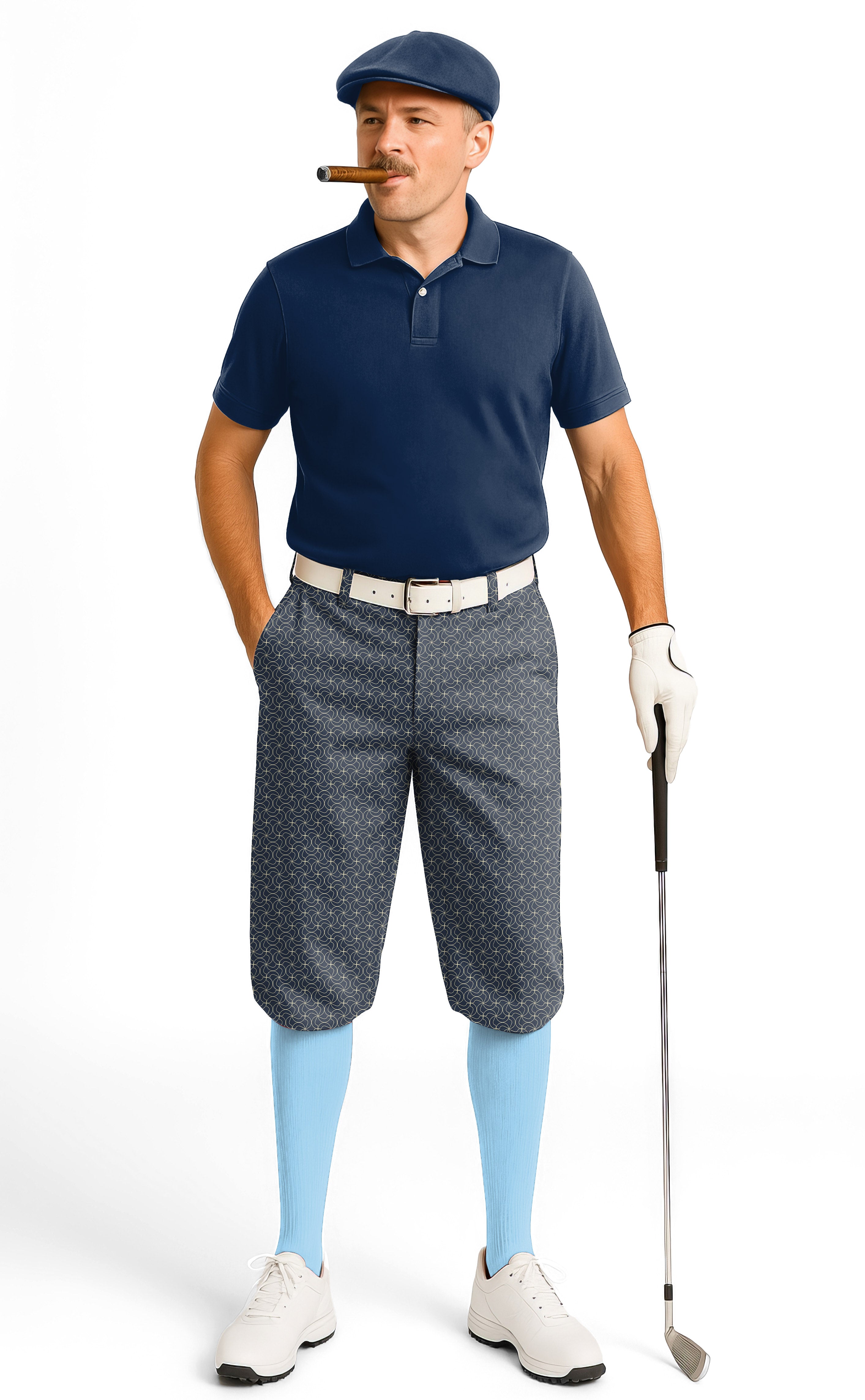 navy blue floral-Men's Golf Knickers Pants limited edition