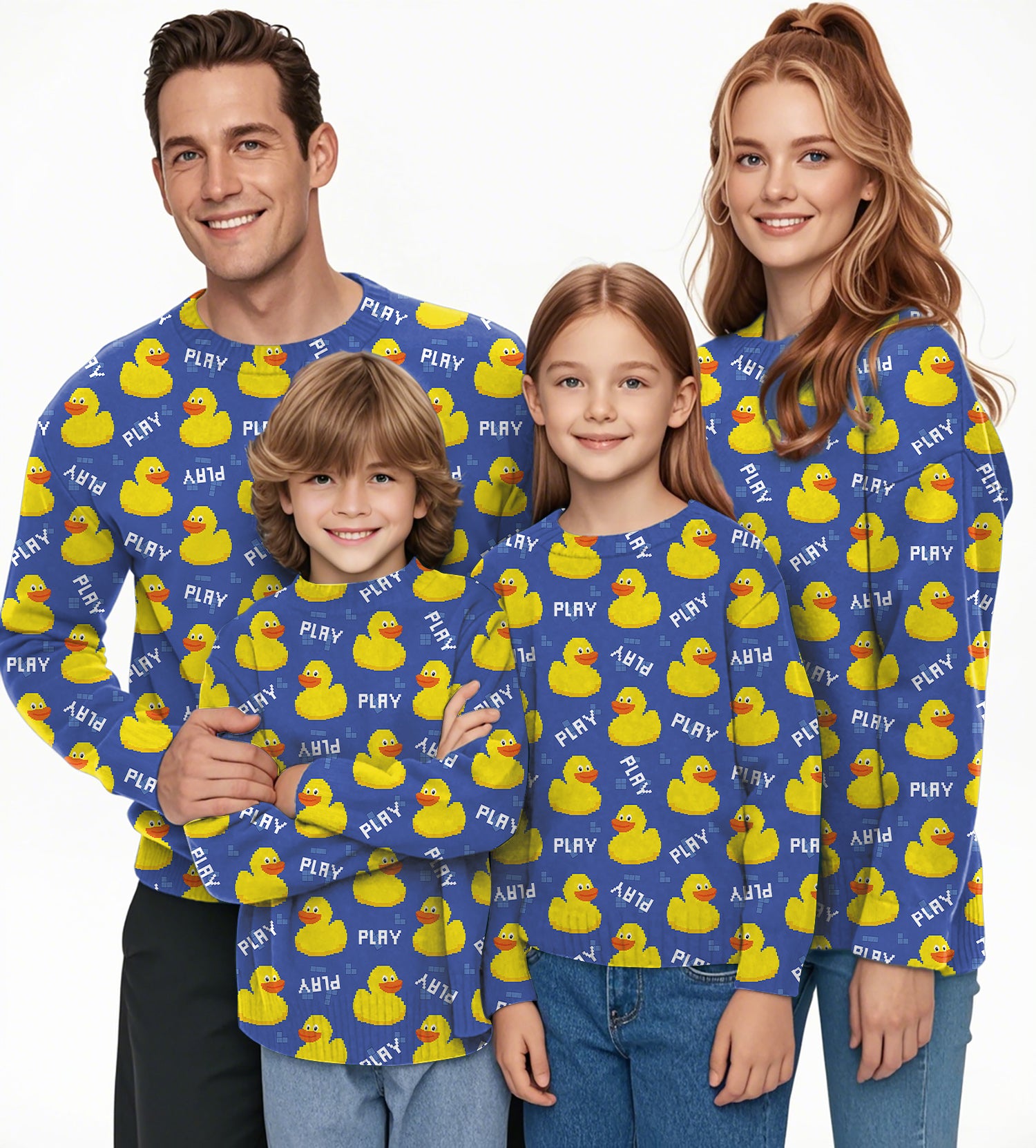 Yellow duck Crewneck Pullover Ugly Sweater Men Women boy girl family