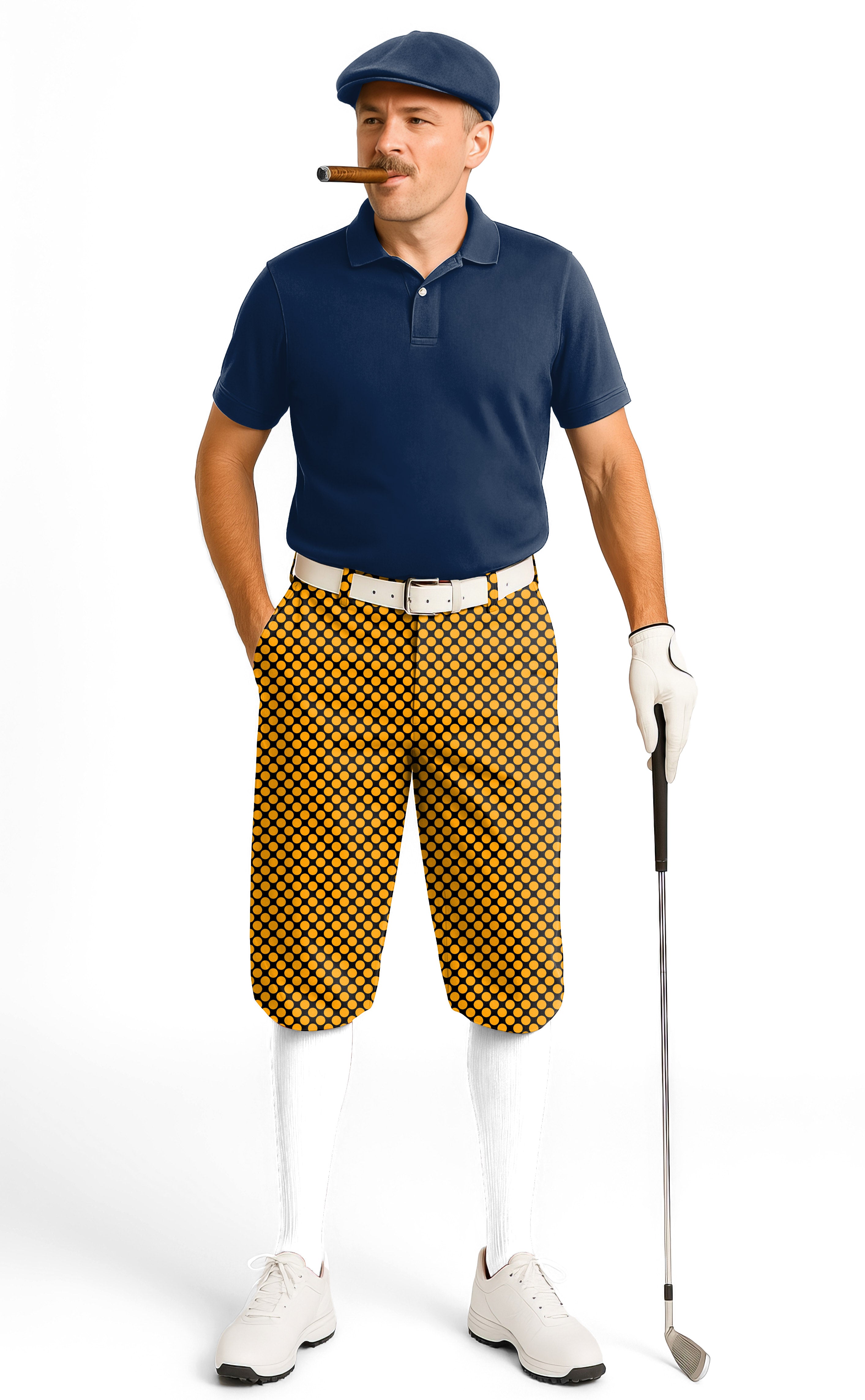 Halloween black and yellow polka dots Men's Golf Knickers Pants