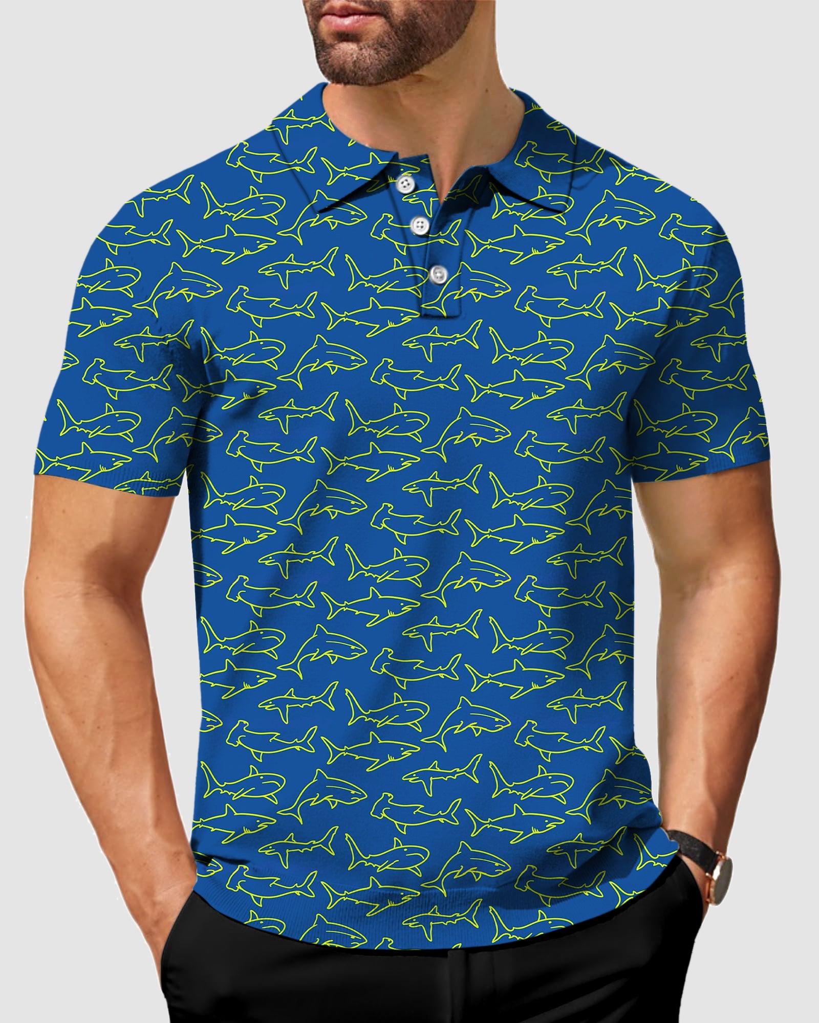 Men's Blue Sharks golf polo