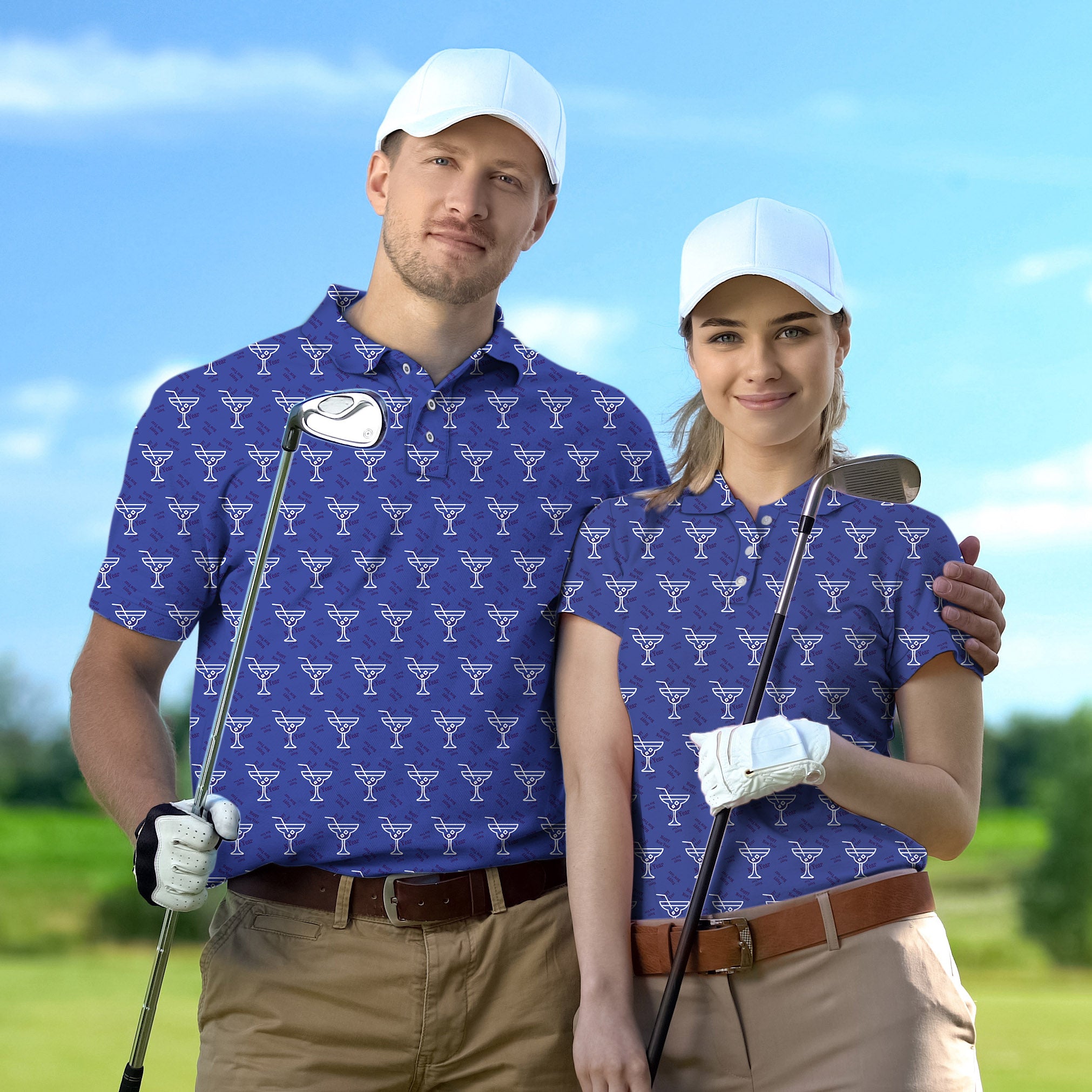 Golf Polo Couple Family set Happy New Year drink tournament