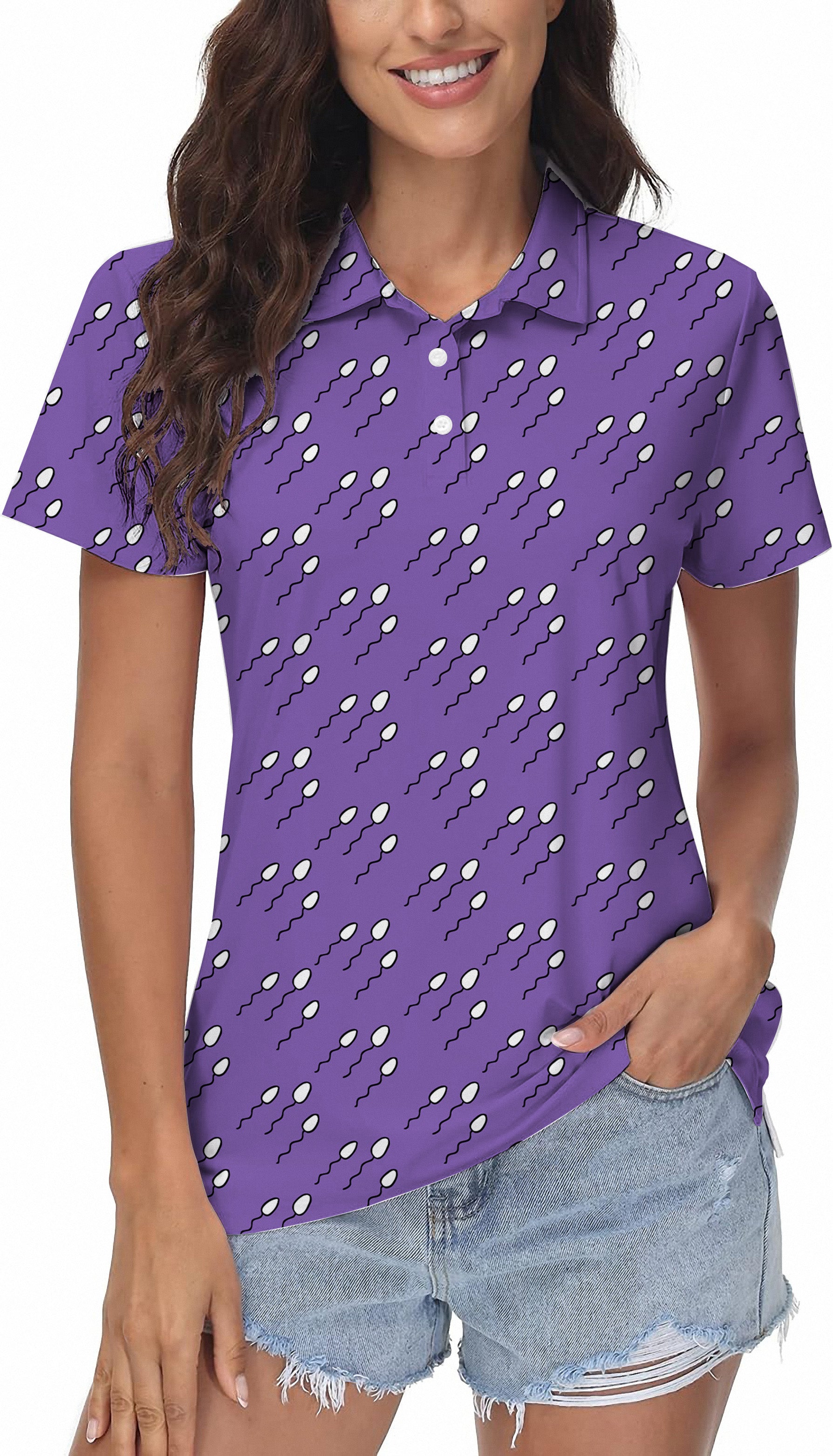 Abstract Sperm Lines Women's Golf Polo