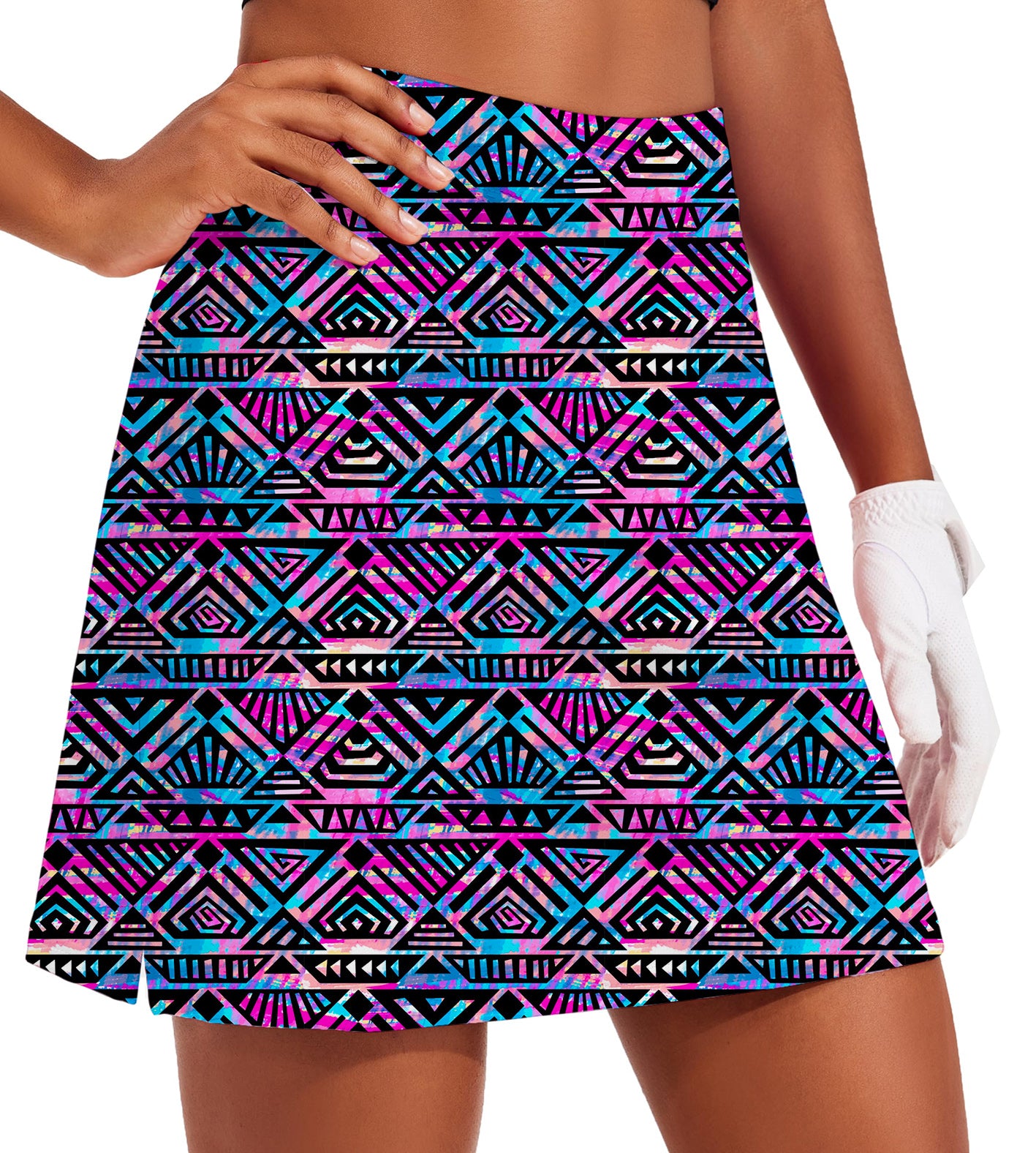 Women's Purple grid Golf Skirts Inner Shorts Pocket