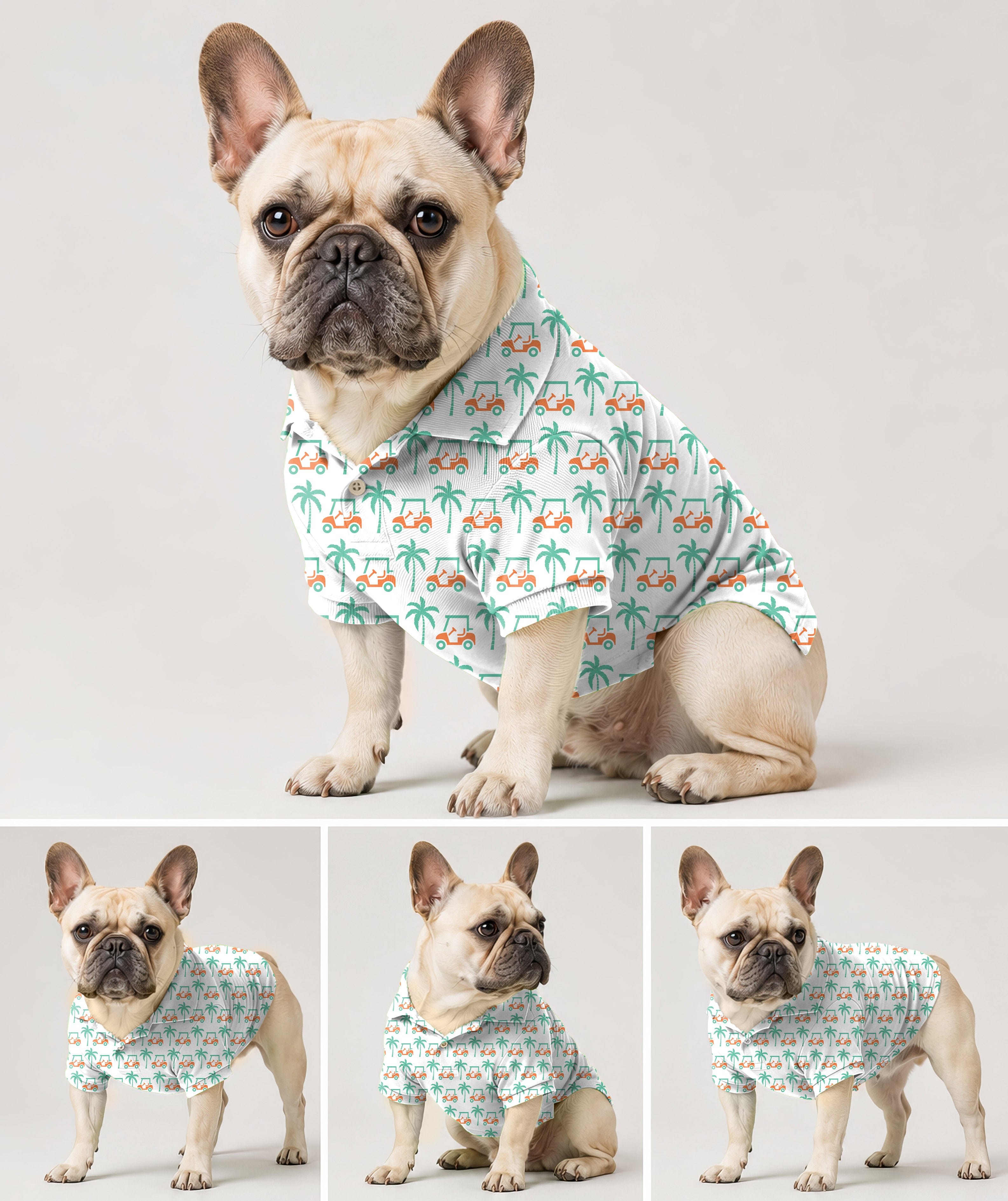 Dog's Palm trees and golf carts golf polo