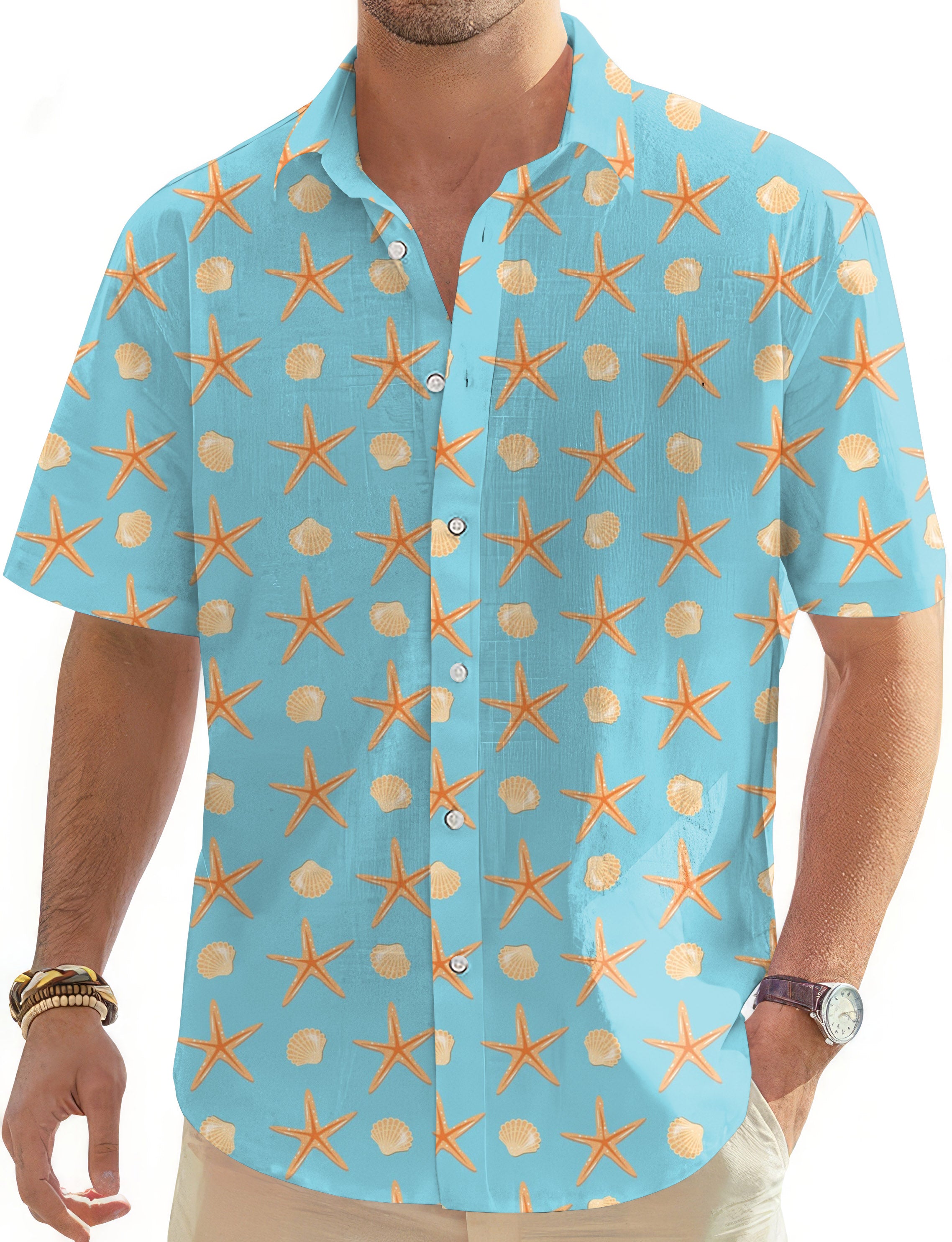 Seaside er-Men's Golf Hawaiian Shirts Button Down Shirt
