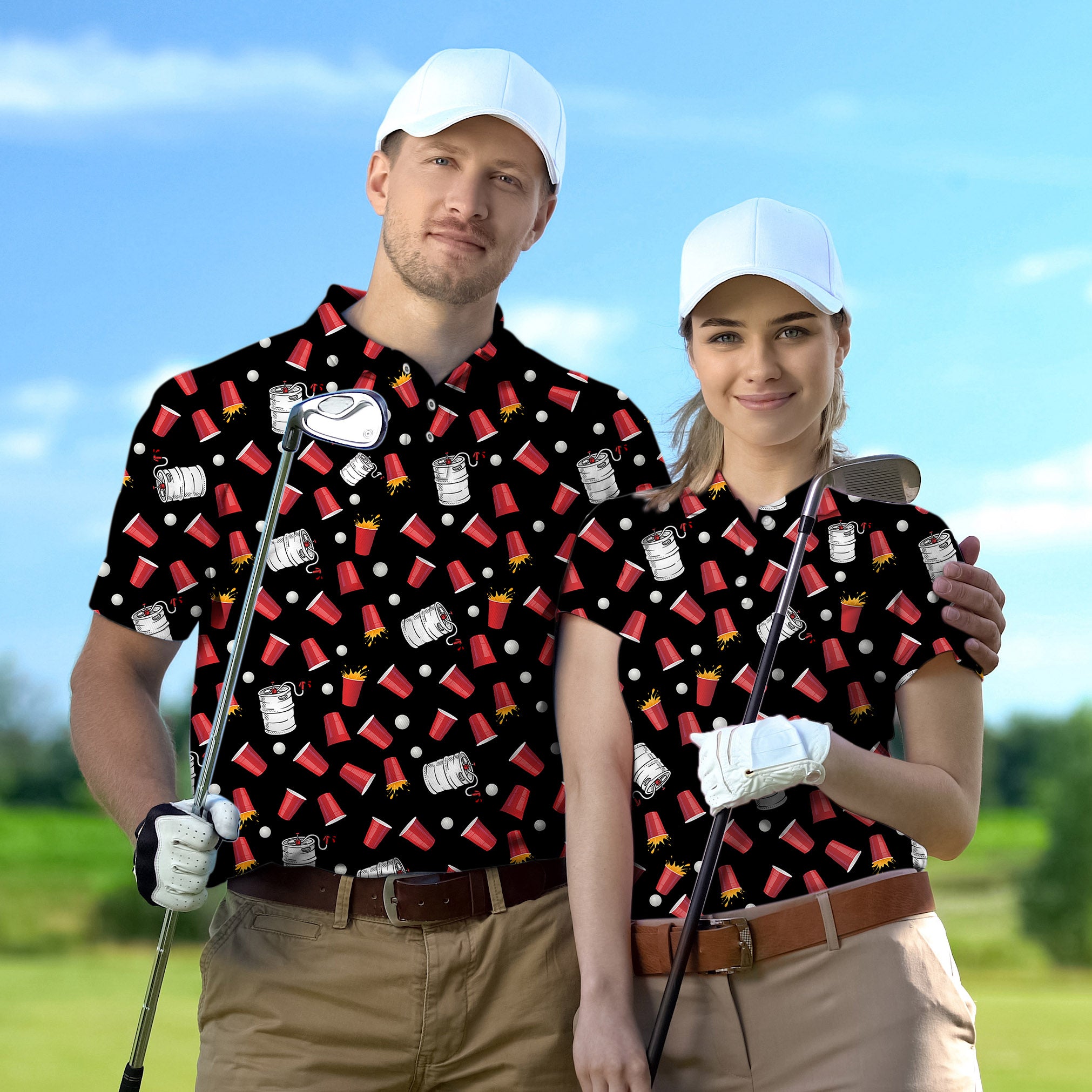 Golf Polo Couple Family set Kegs & Cups