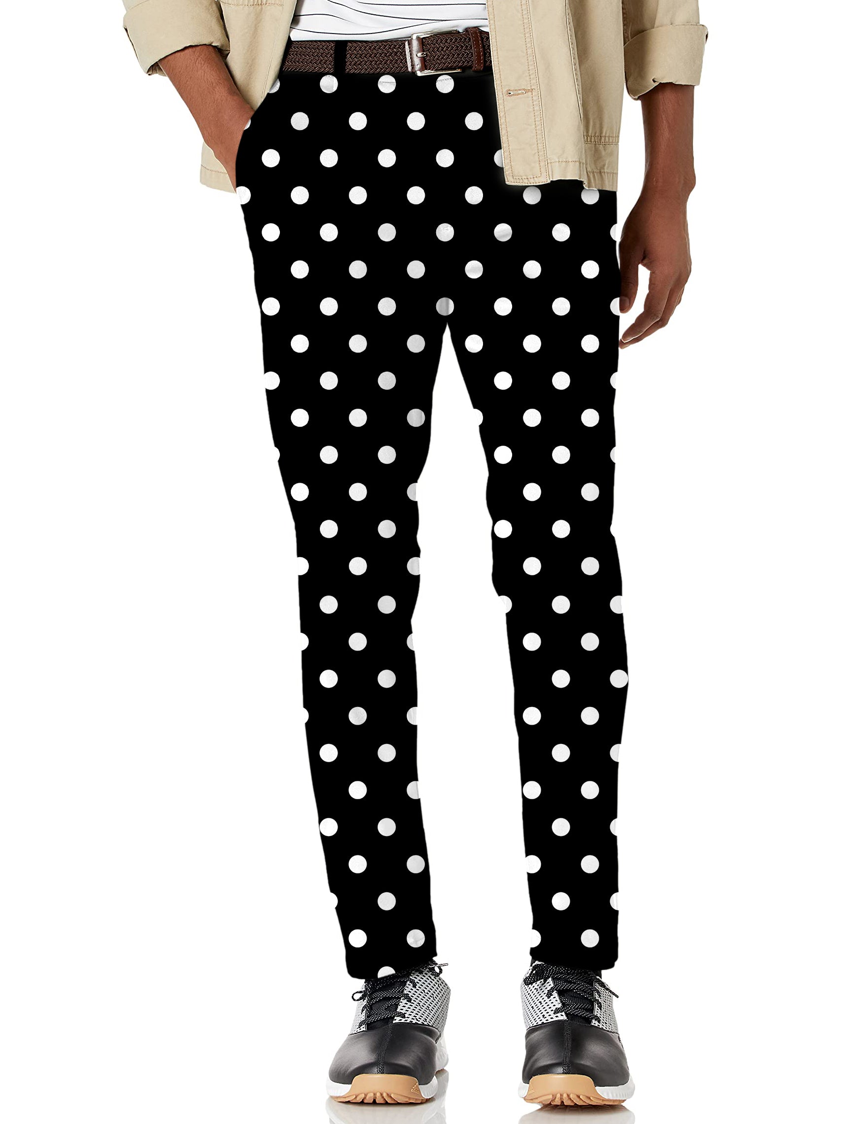 Men's Pink Polka Dots Stretch Golf Pants