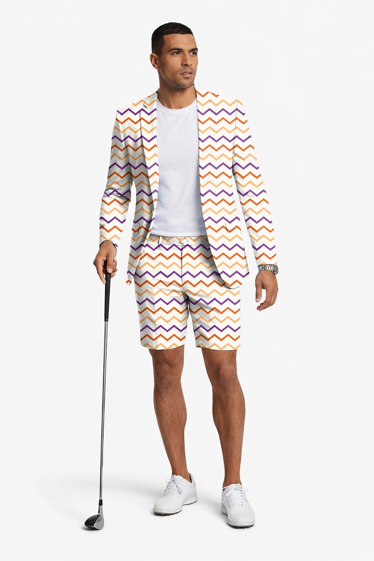 Colorful Halloween Waves Men's Party Costumes-Theme Party 2pcs Suit set-Blazer Shorts