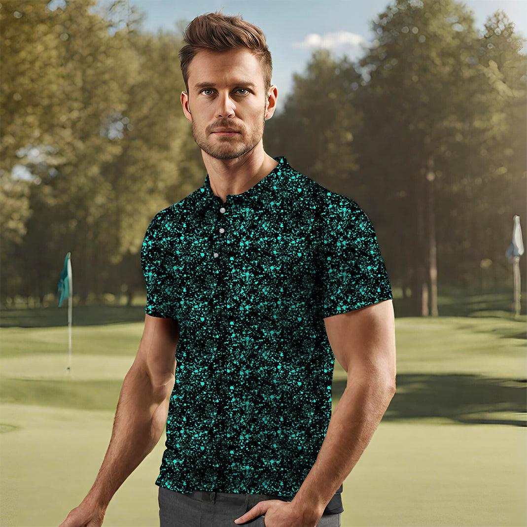 Men's Lake Blue spot golf polo