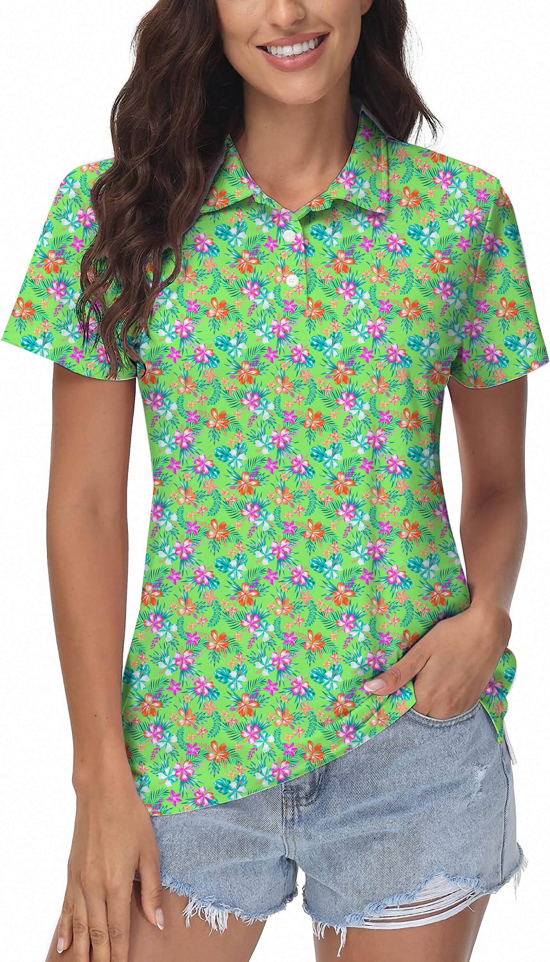Vibrant Blossom Women's Golf Polo