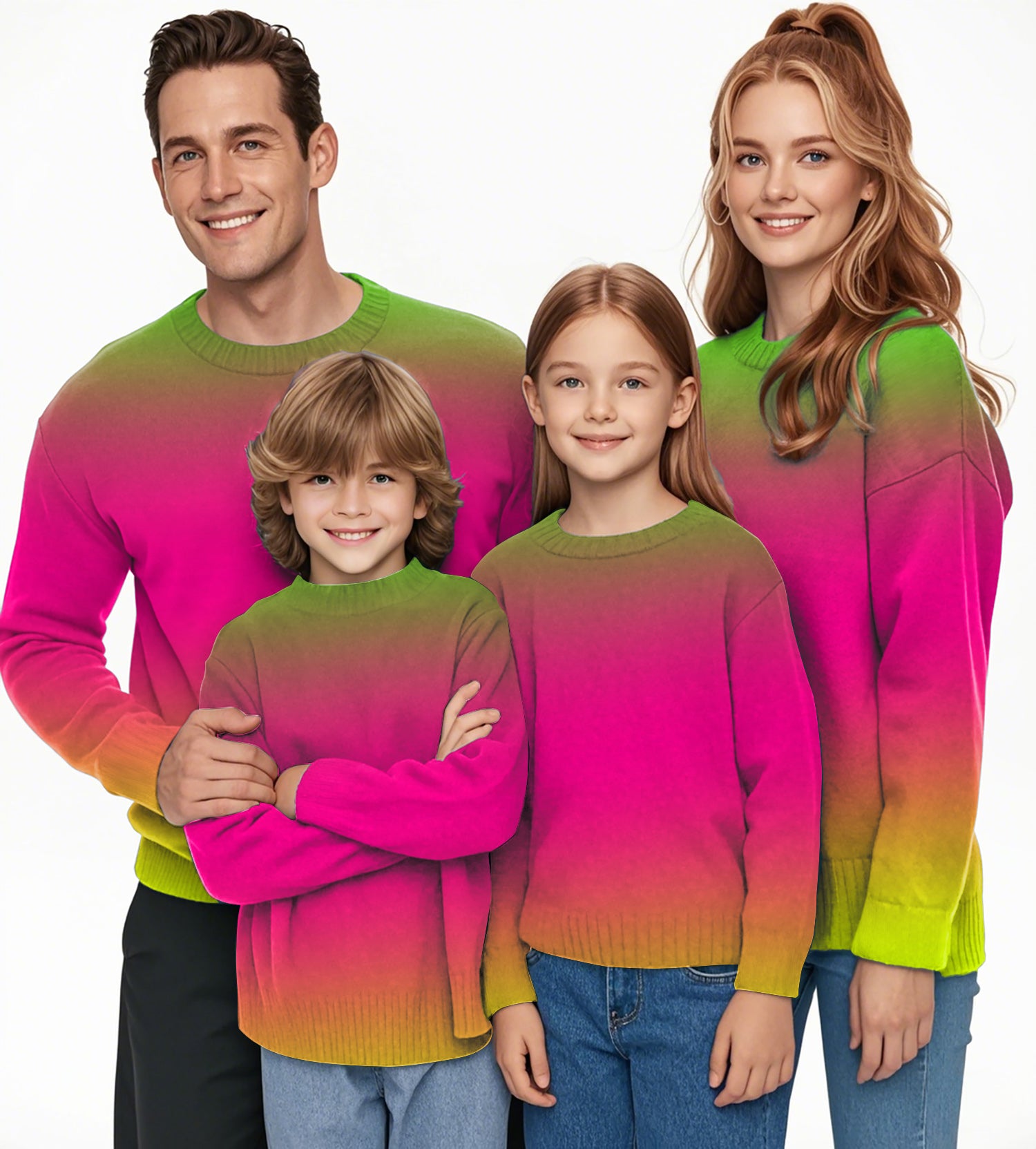 Neon Gradients Crewneck Pullover Ugly Sweater Men Women boy girl family