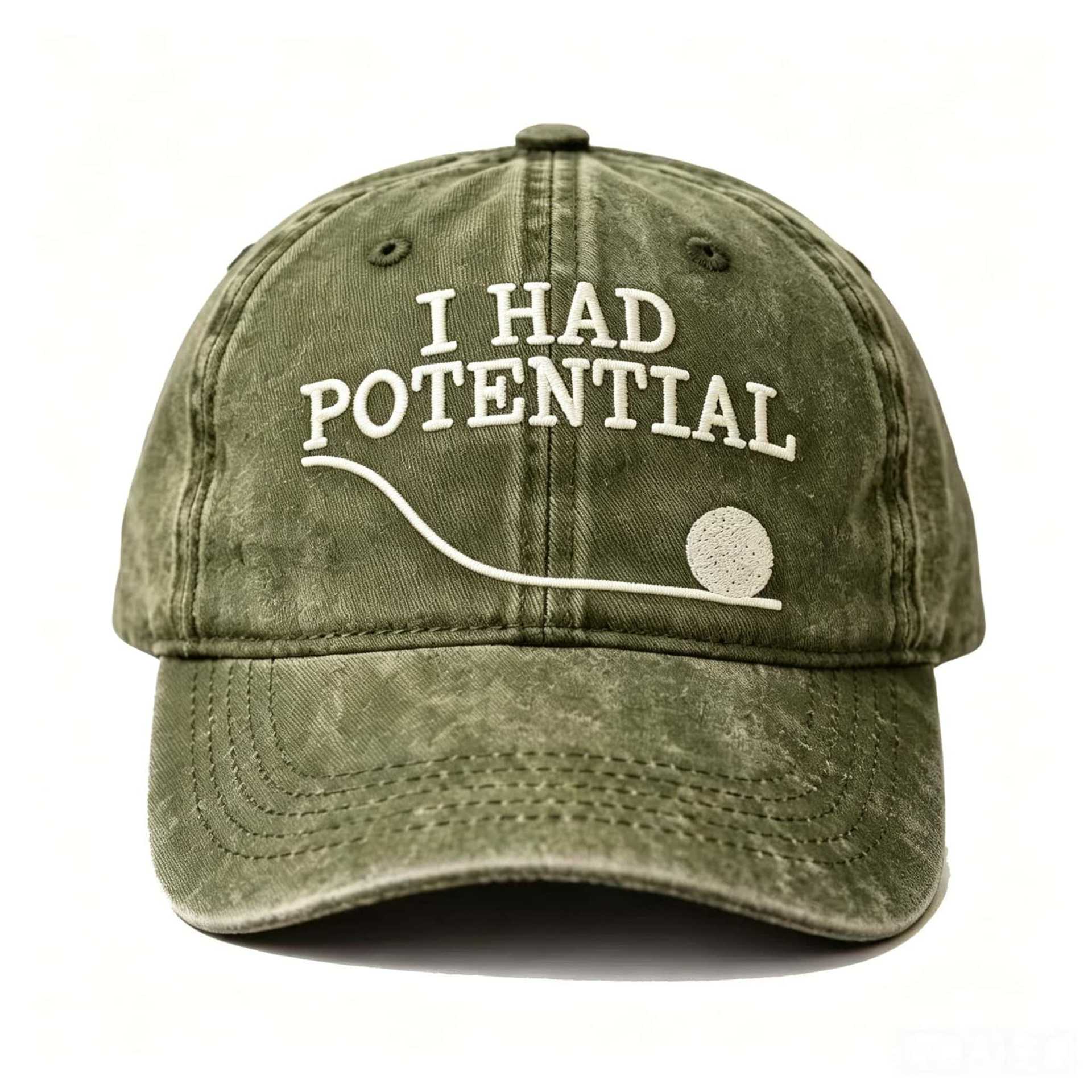 Embroidered I Had Potential Golf  White Name Hats